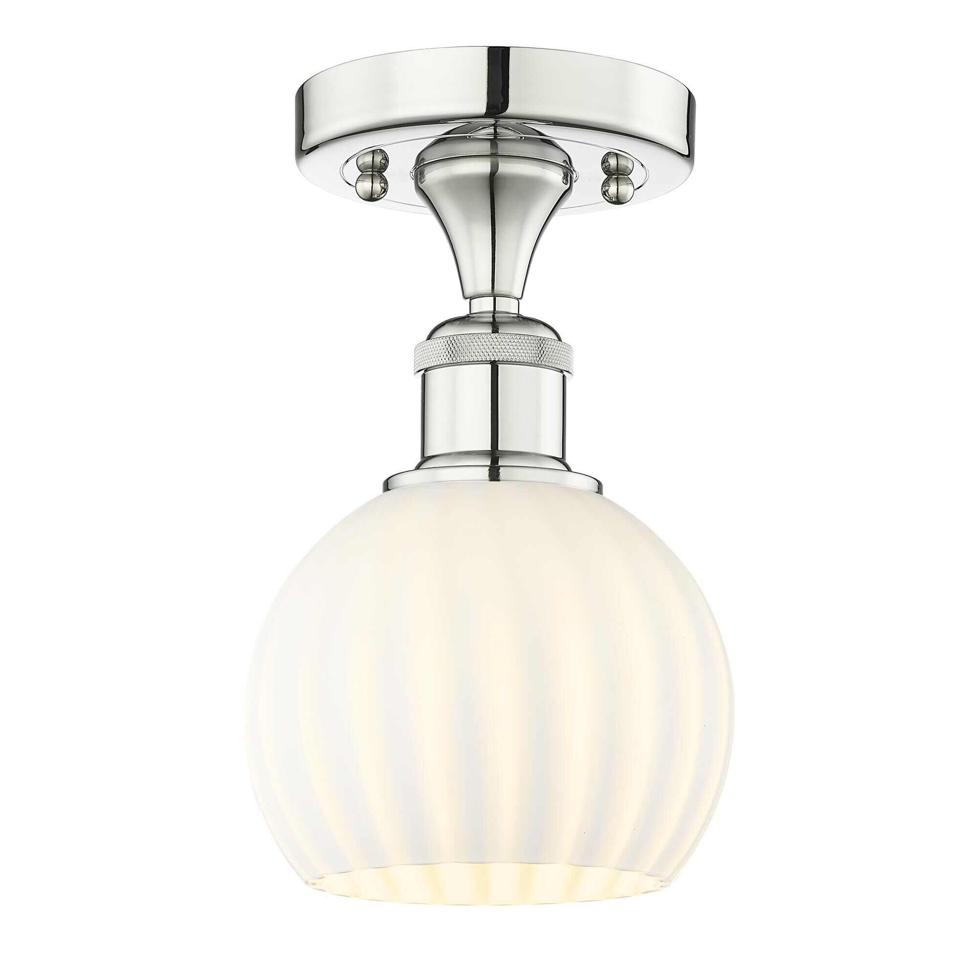 Shown in Polished Nickel finish and White Venetian glass