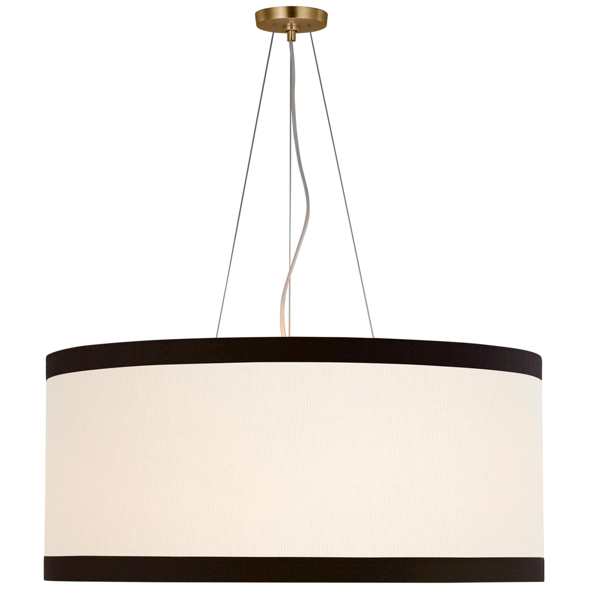 Shown in Gild finish and Cream Linen With Black Linen Trim shade