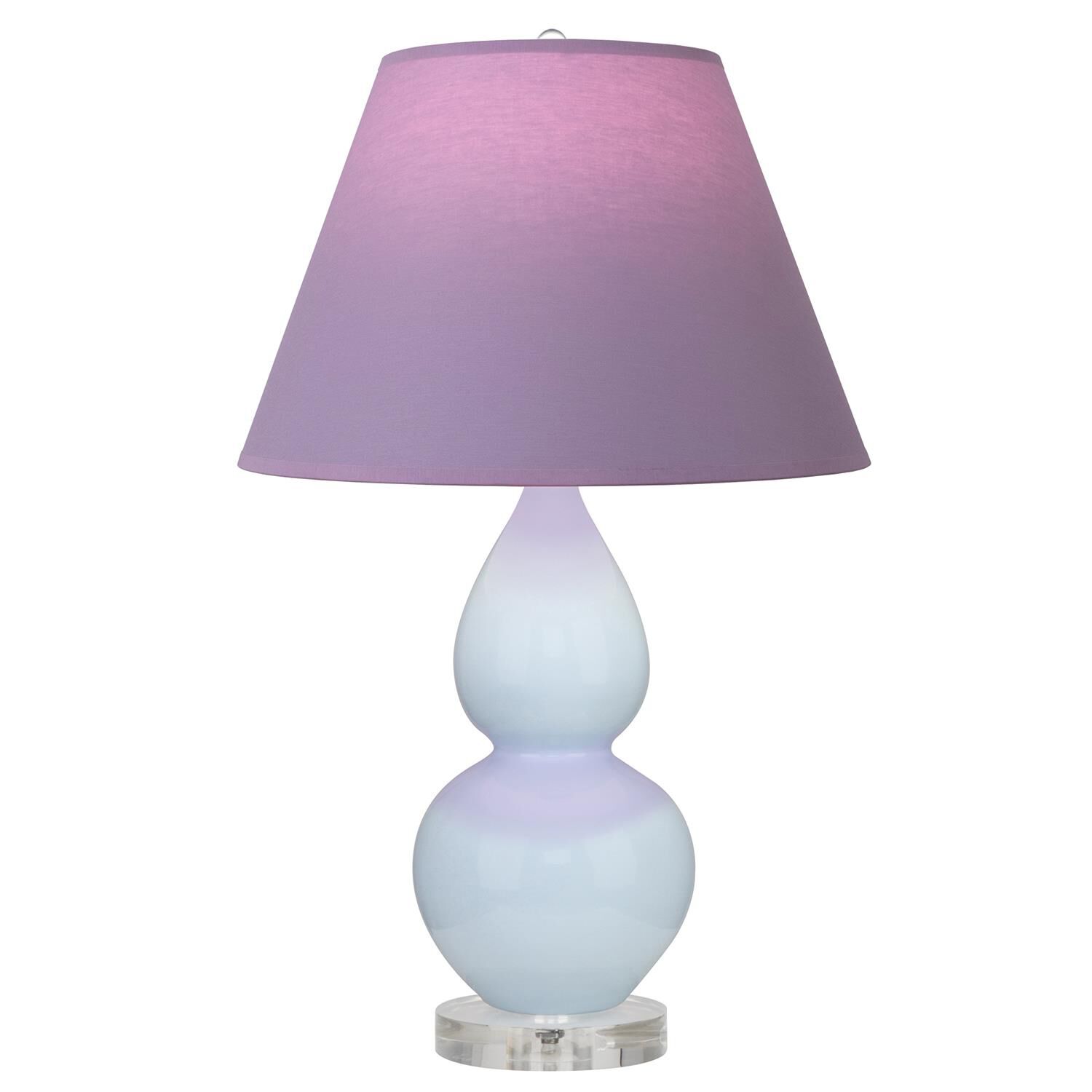 Shown in Baby Blue finish and Lavender and Plum shade and Lucite accent