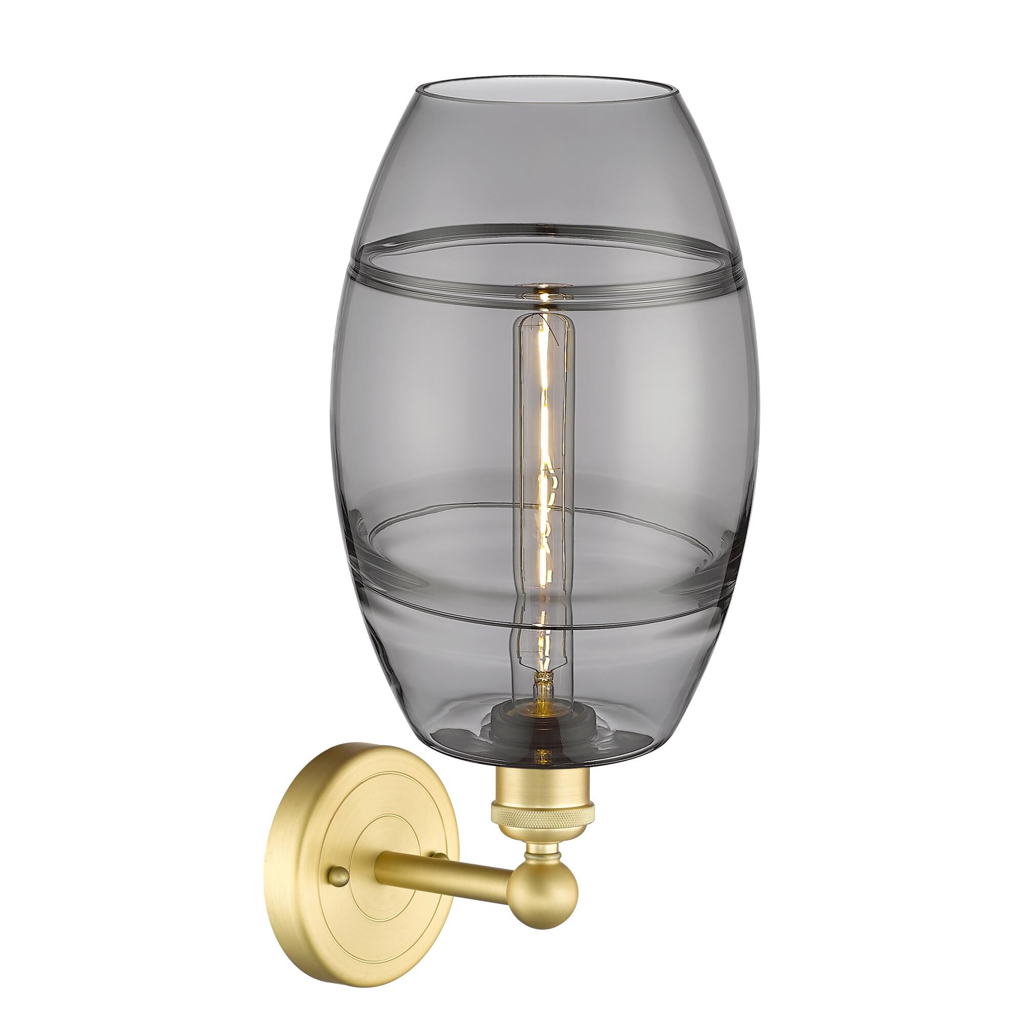 Shown in Satin Gold finish and Light Smoke glass