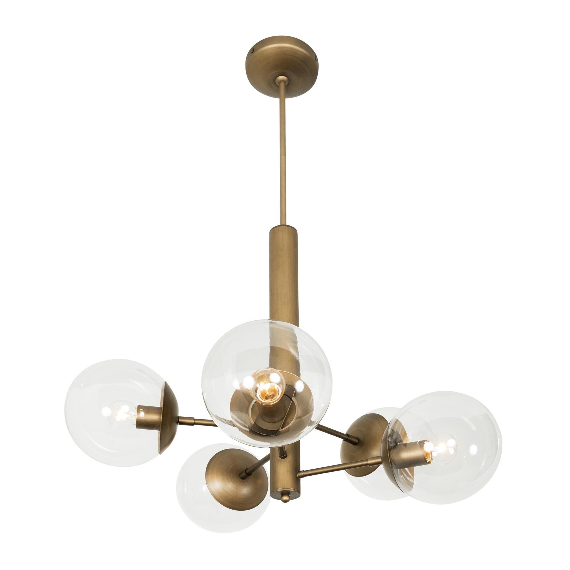 Shown in Antique Brass finish and Clear glass