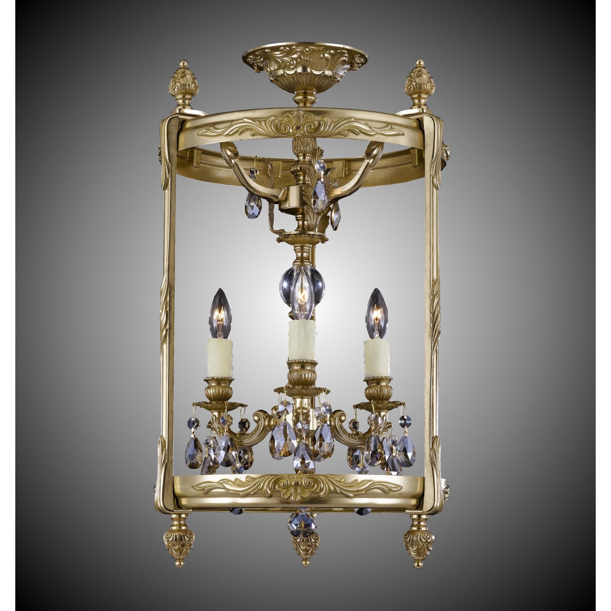 Lantern 3 Light Semi Flush Mount by American Brass and Crystal
