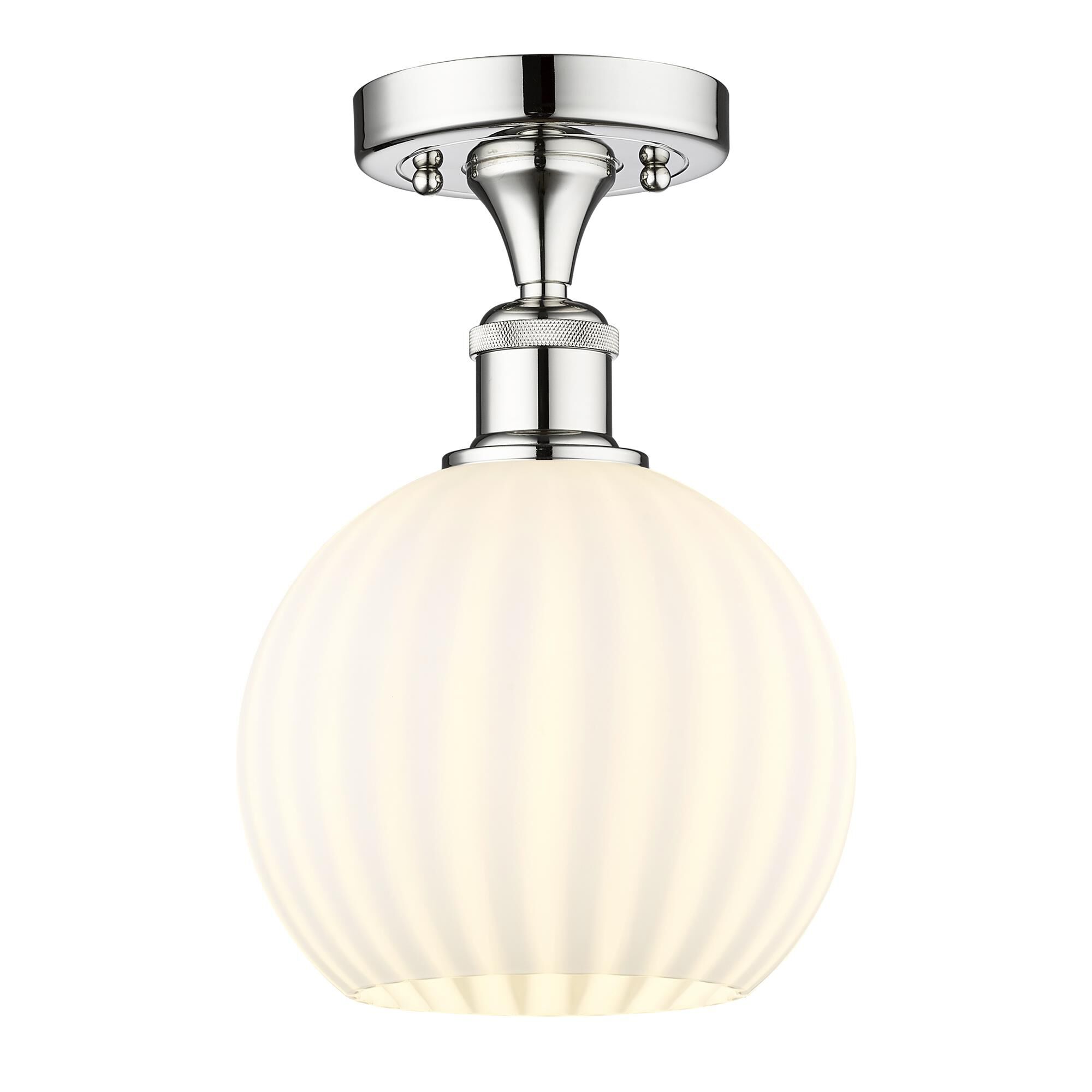 Shown in Polished Chrome finish and White Venetian glass