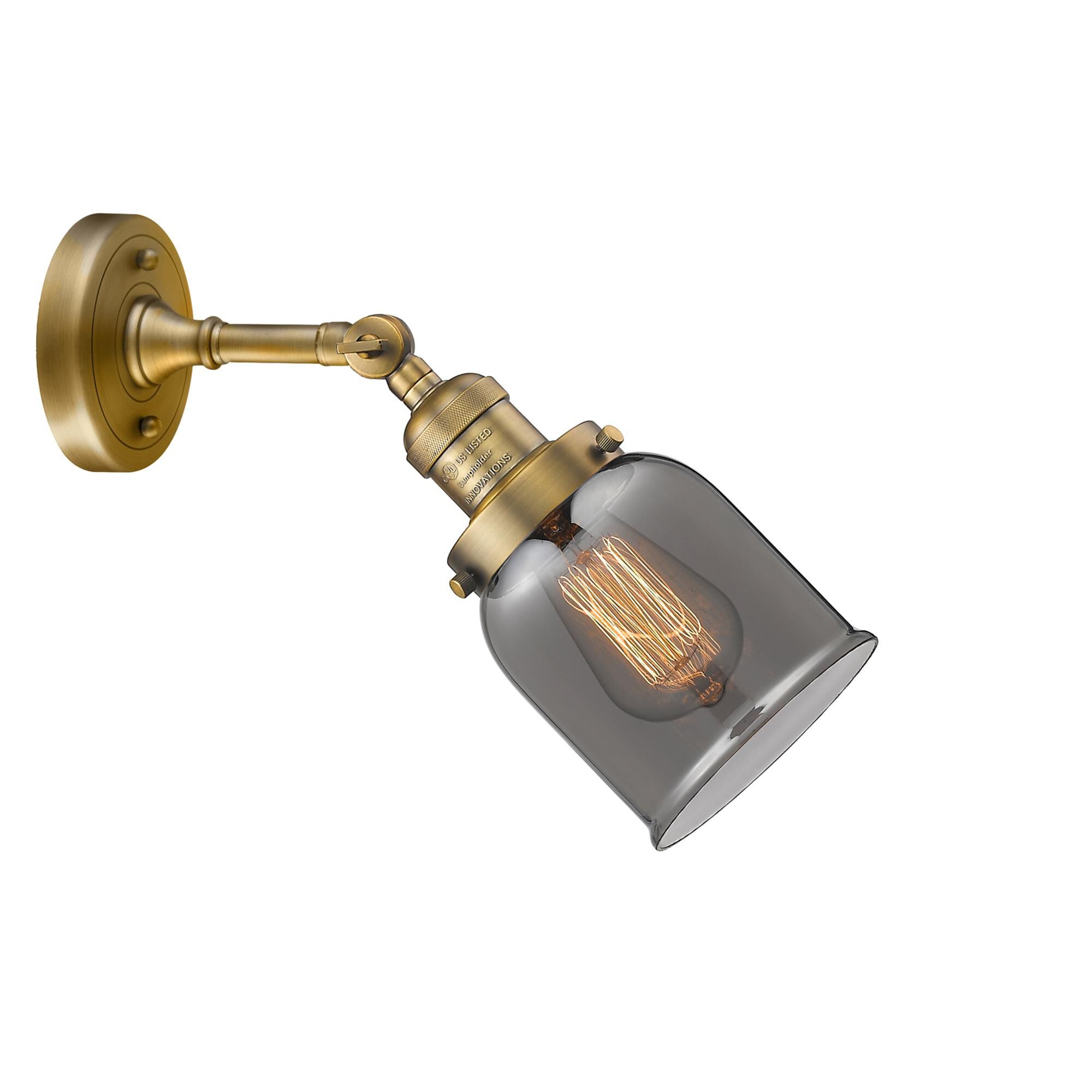 Shown in Brushed Brass finish and Plated Smoked glass and None accent