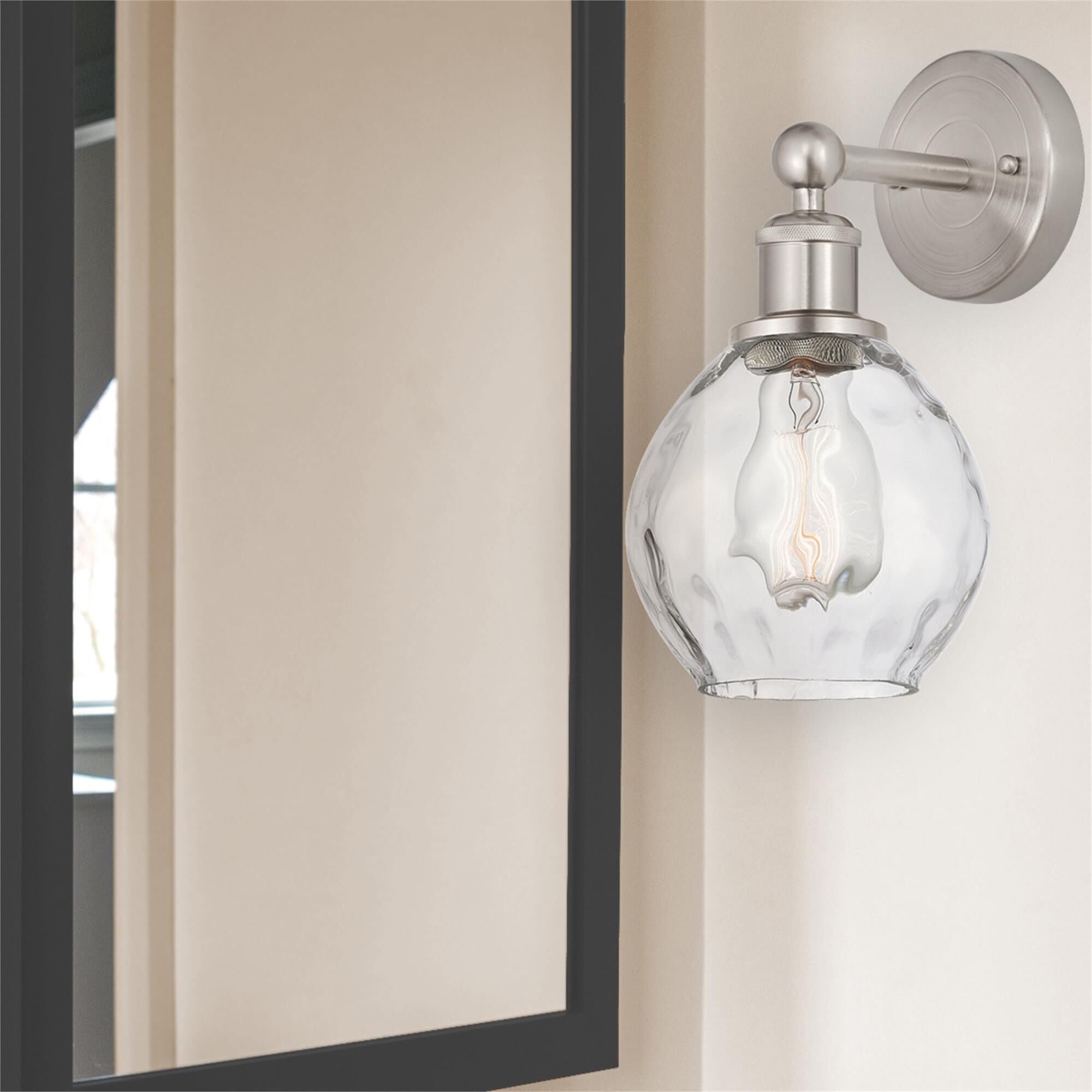 Shown in Brushed Satin Nickel  finish and Clear glass