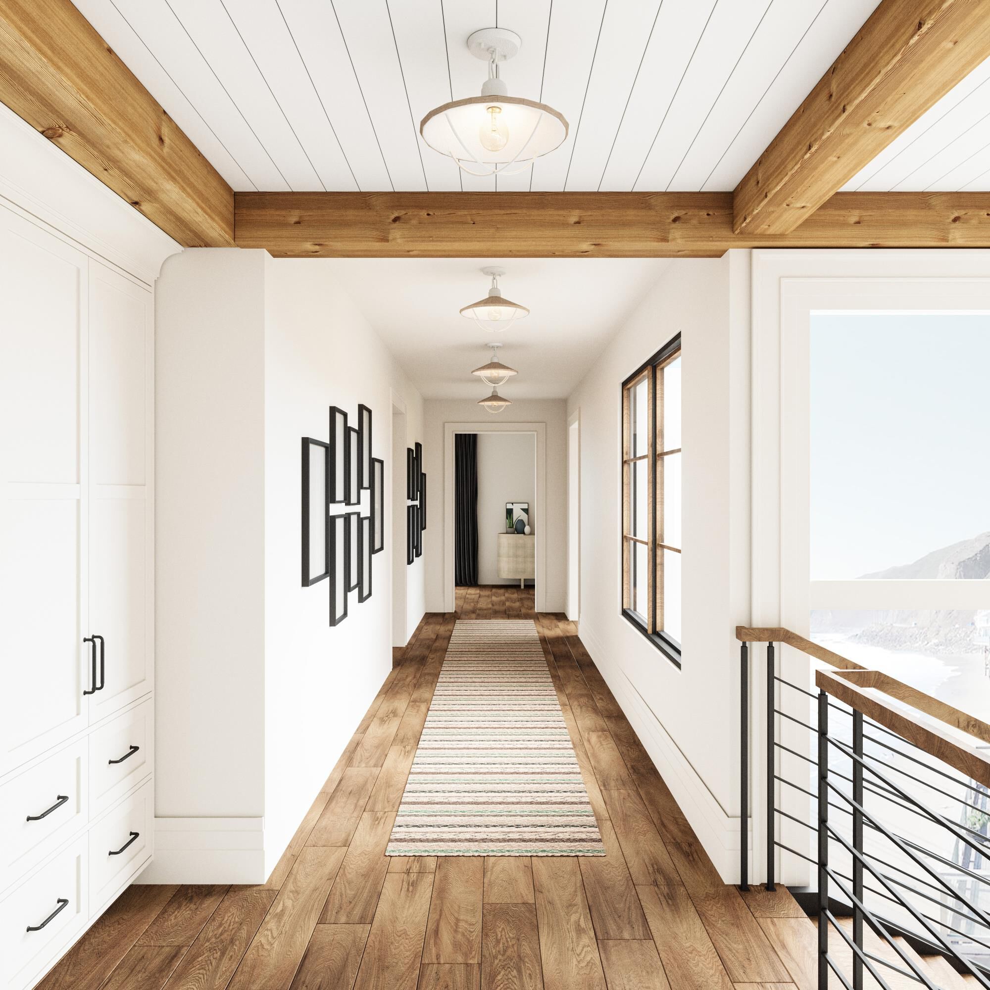 Shown in White finish and Whitewashed Driftwood and Metal shade