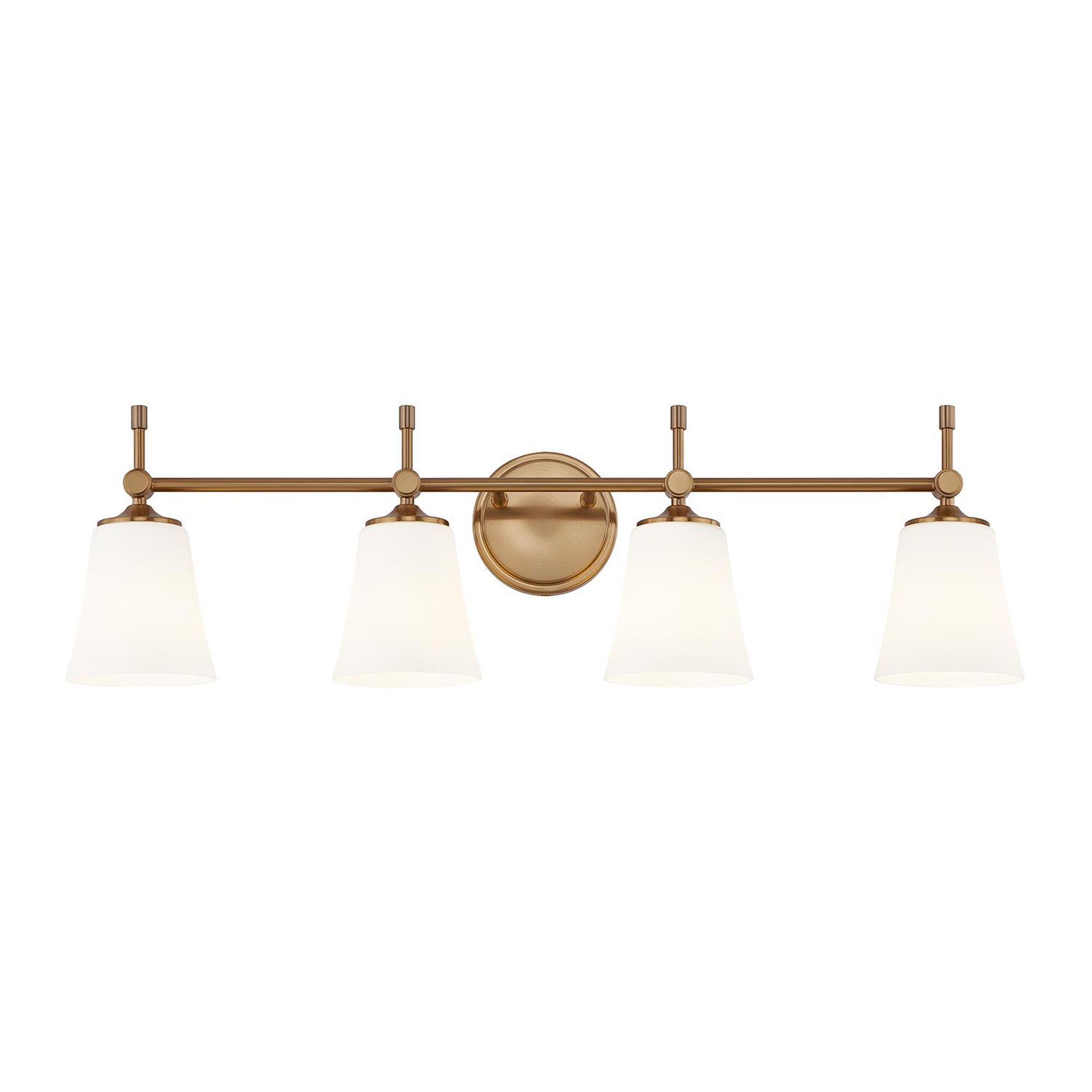 Shown in Brushed Brass finish and Opal glass