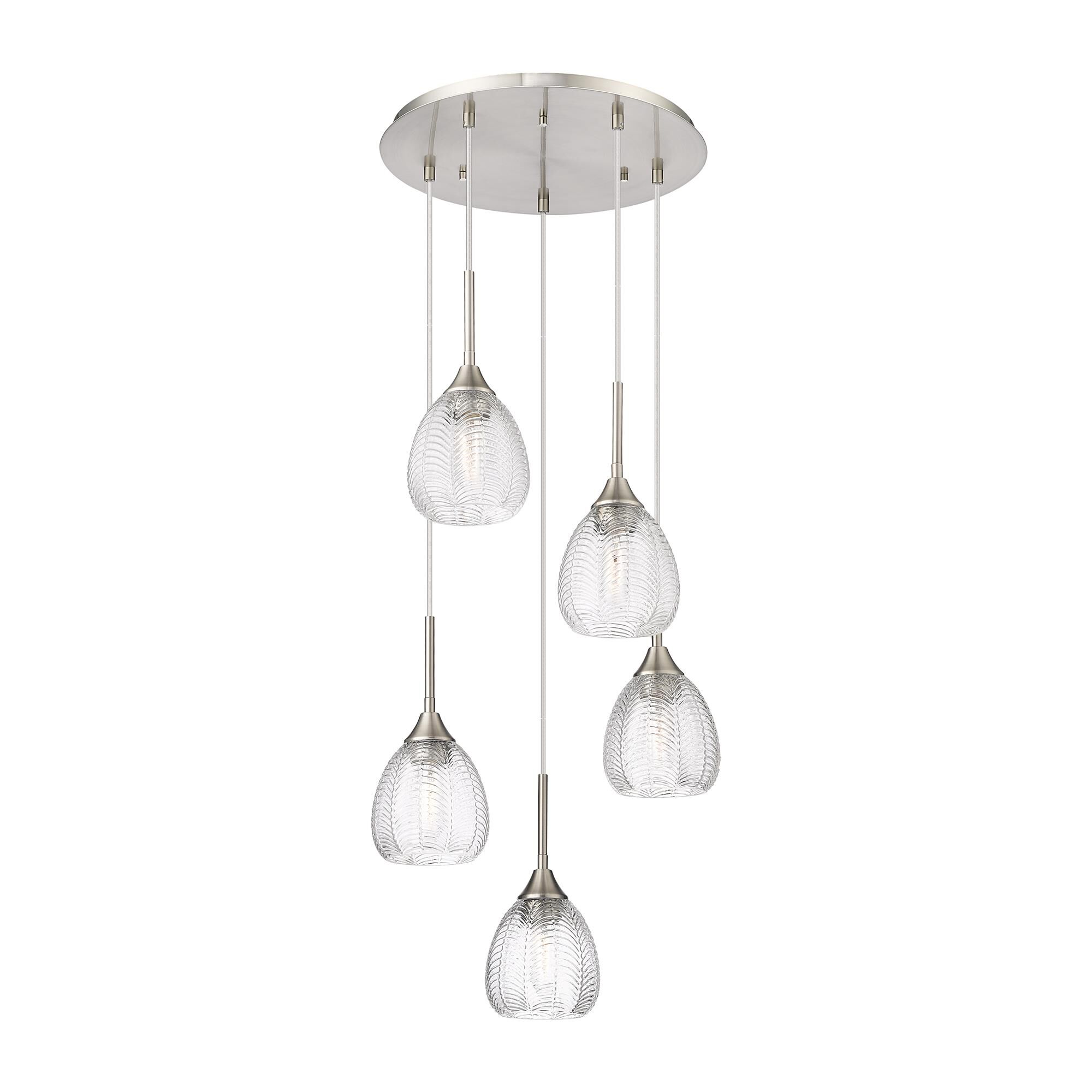 Shown in Satin Nickel finish and Clear shade