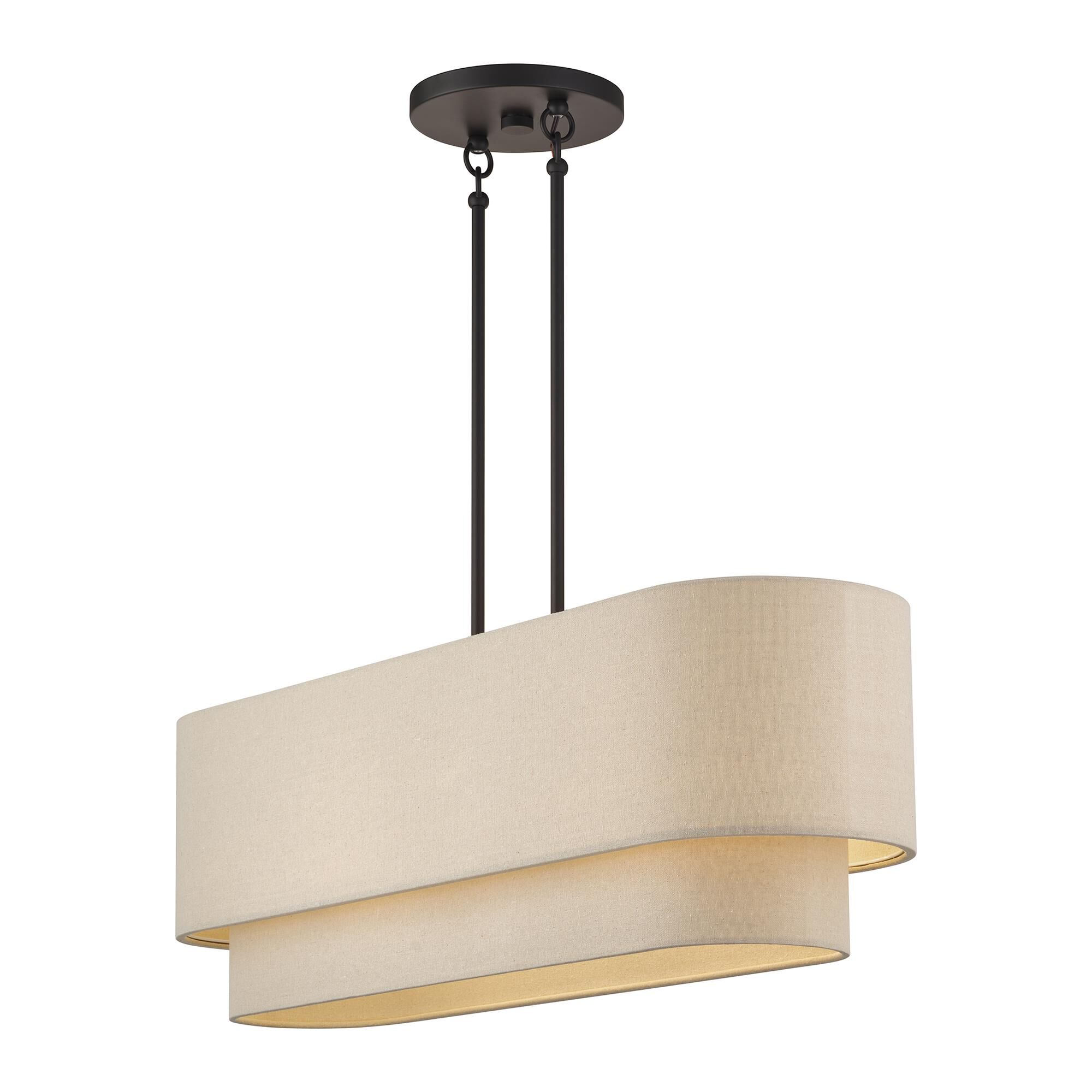 Shown in Bronze finish and Hand Crafted Parchment Color Hardback Fabric shade