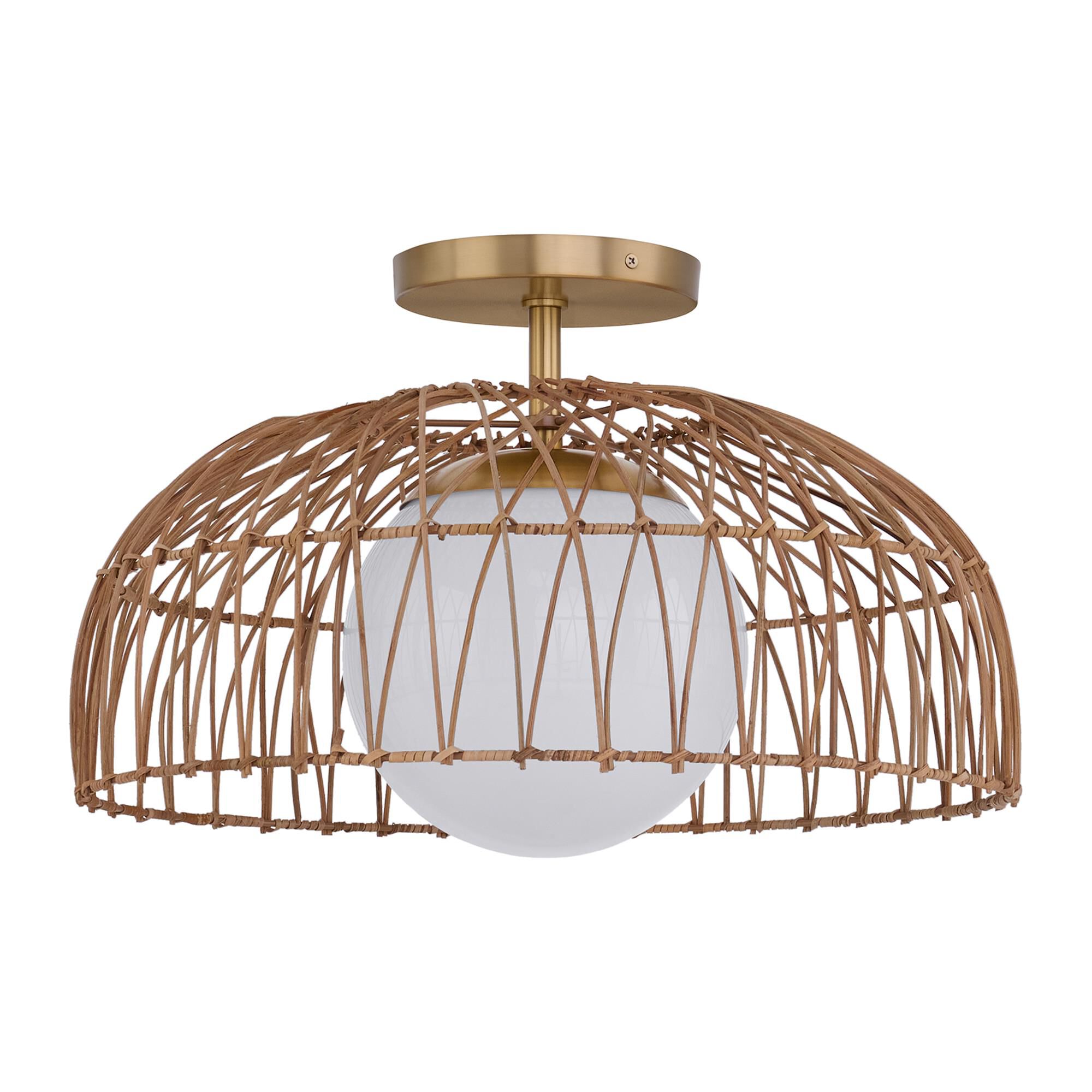Shown in Natural Brass finish and White Etched glass