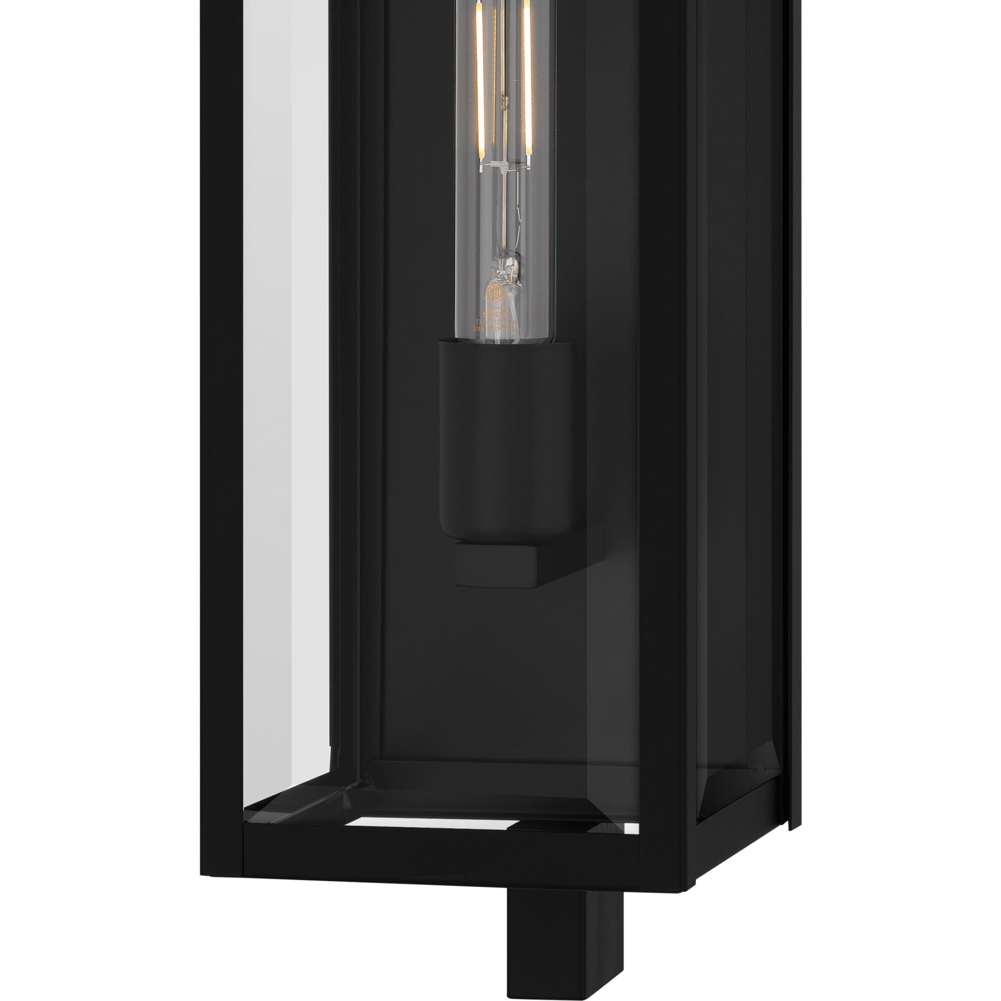 Shown in Matte Black finish and Clear Beveled Glass shade