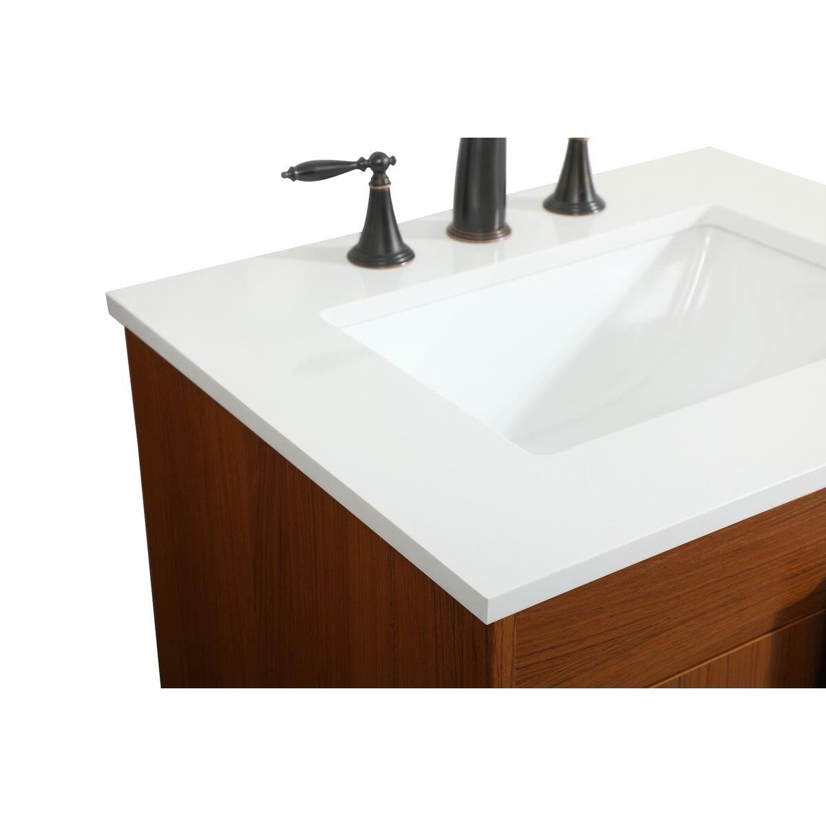 Shown in Teak finish and Without Backsplash accent