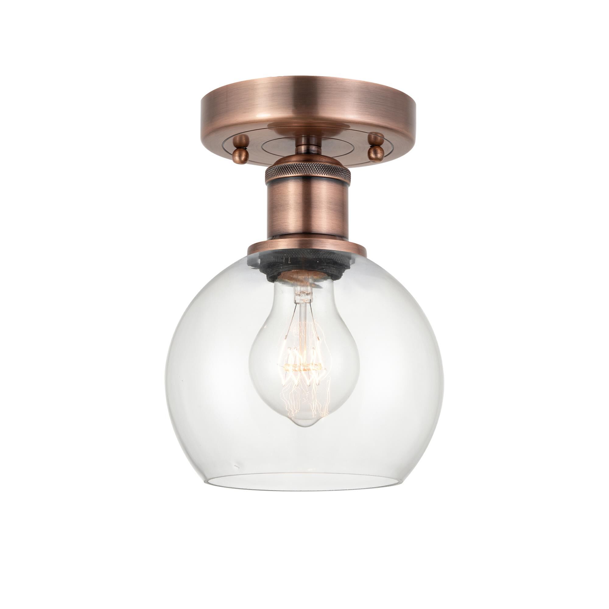 Shown in Antique Copper finish and Clear glass