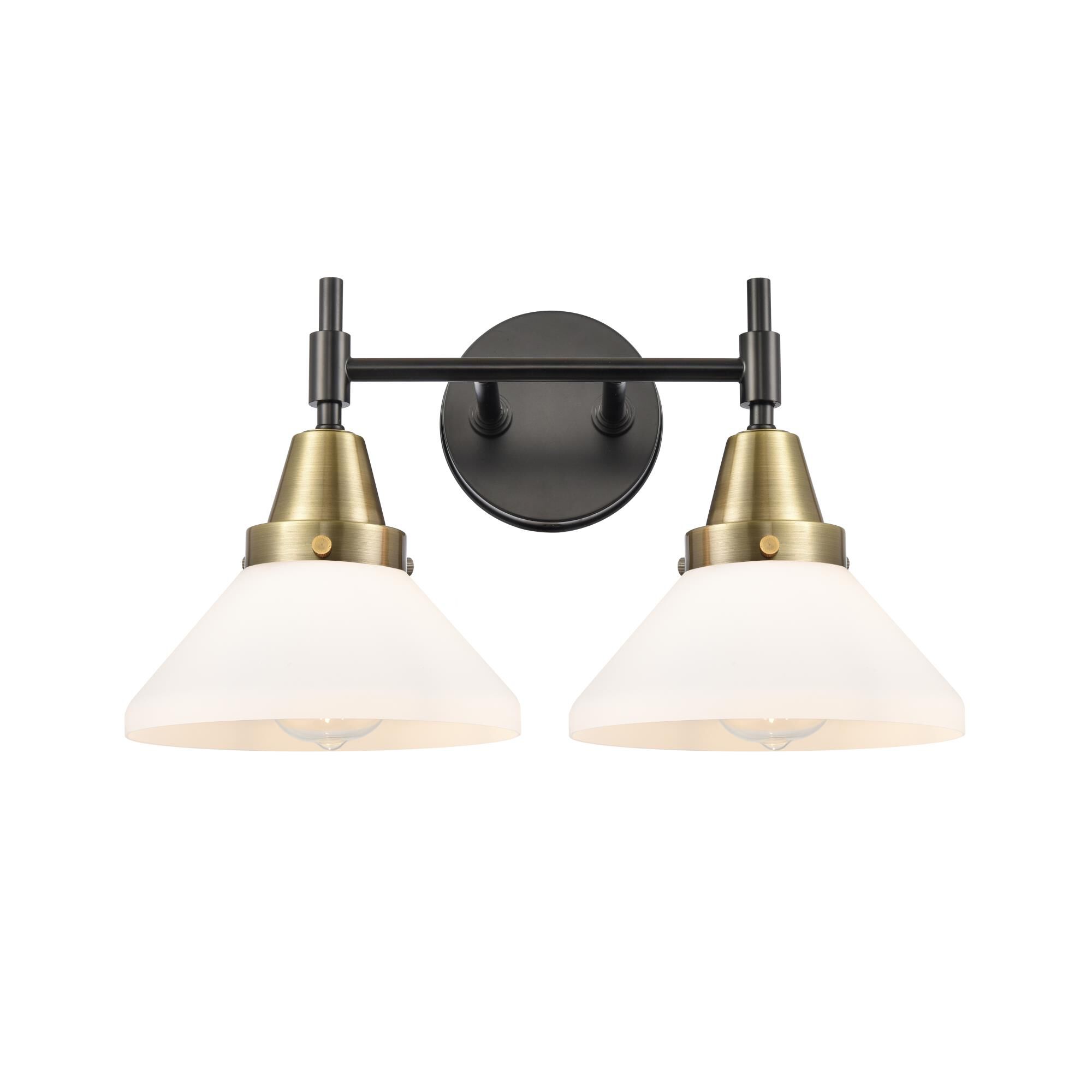 Shown in Black Antique Brass finish and White Caden glass