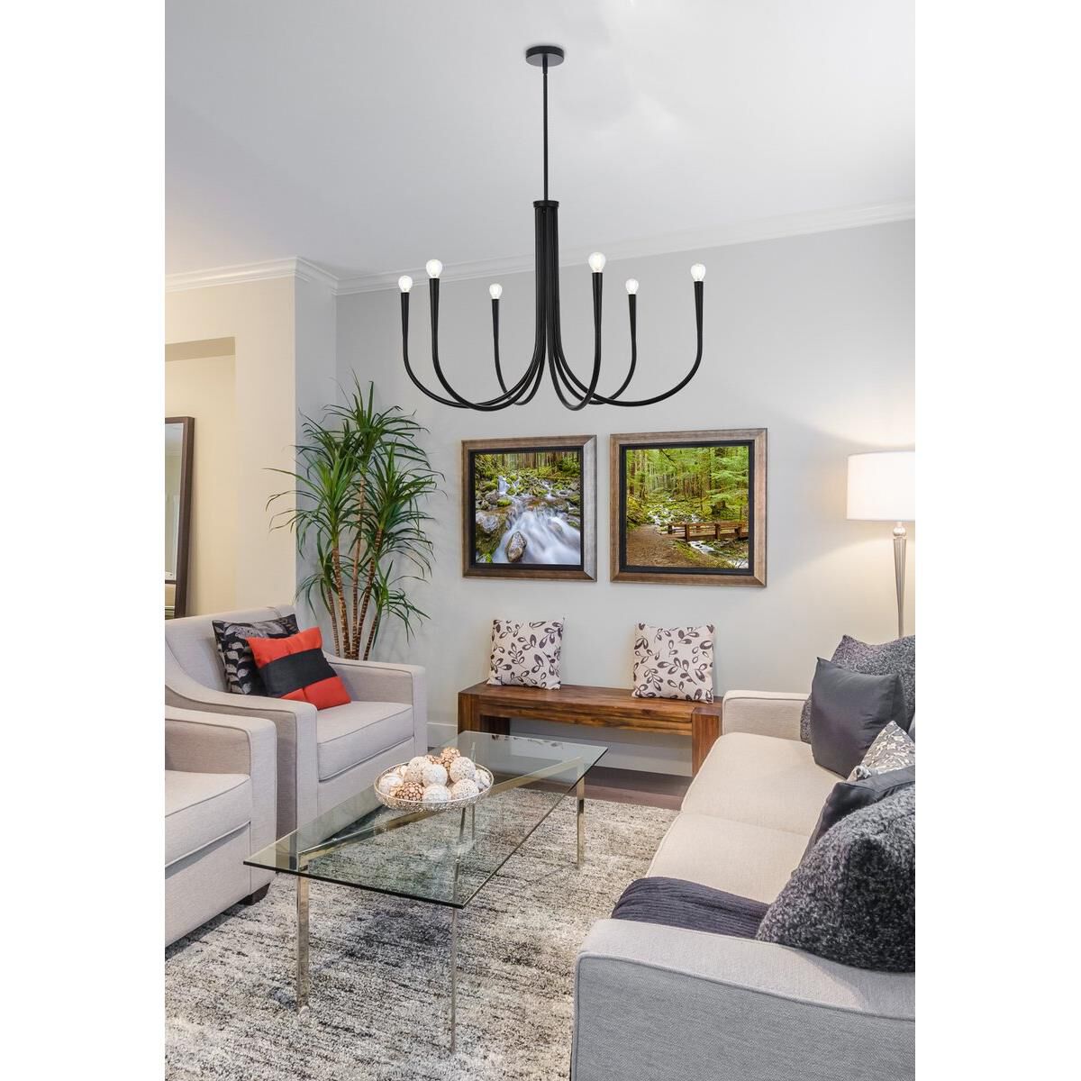 Layne 36 Inch 6 Light Chandelier by Elegant Lighting