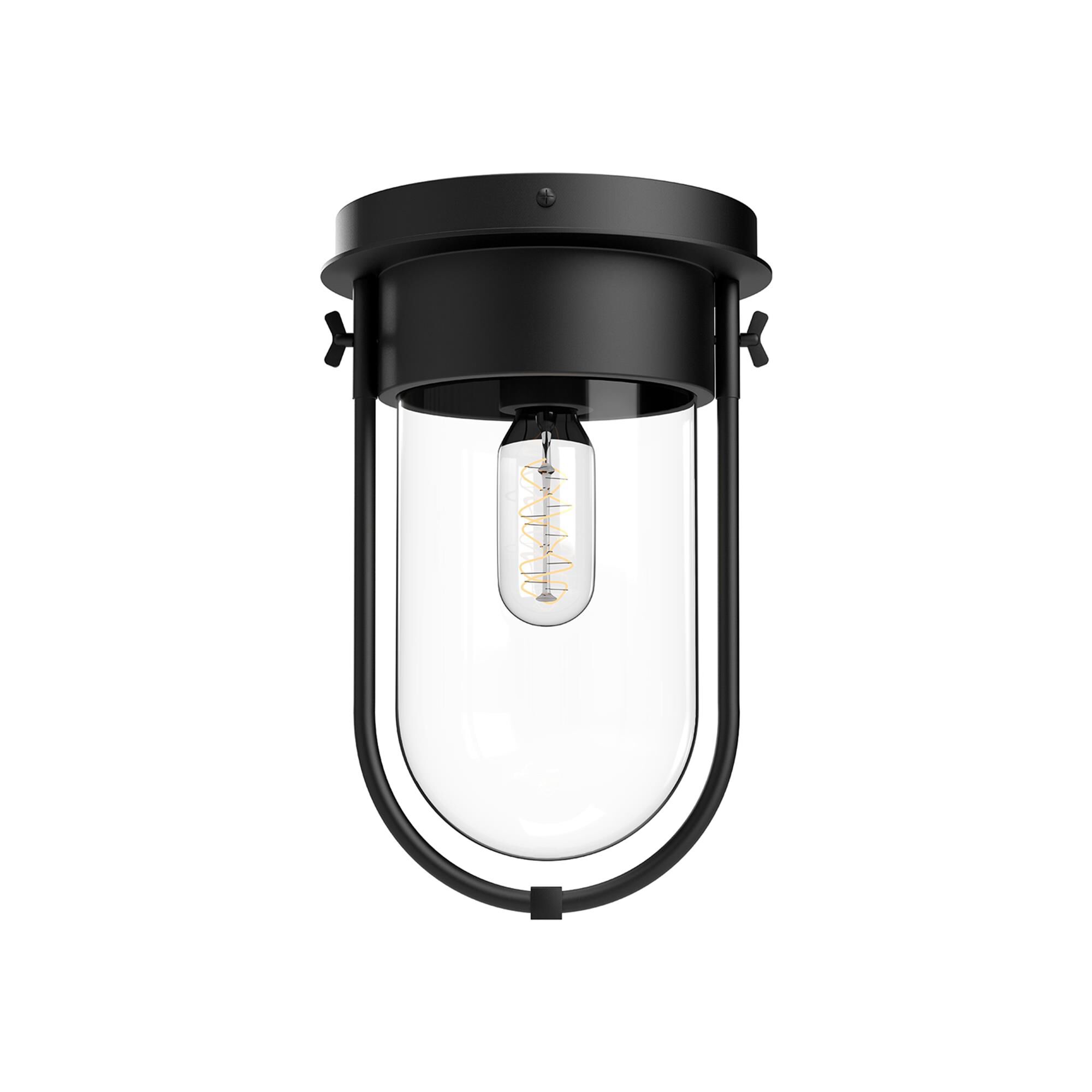 Shown in Matte Black finish and Clear glass