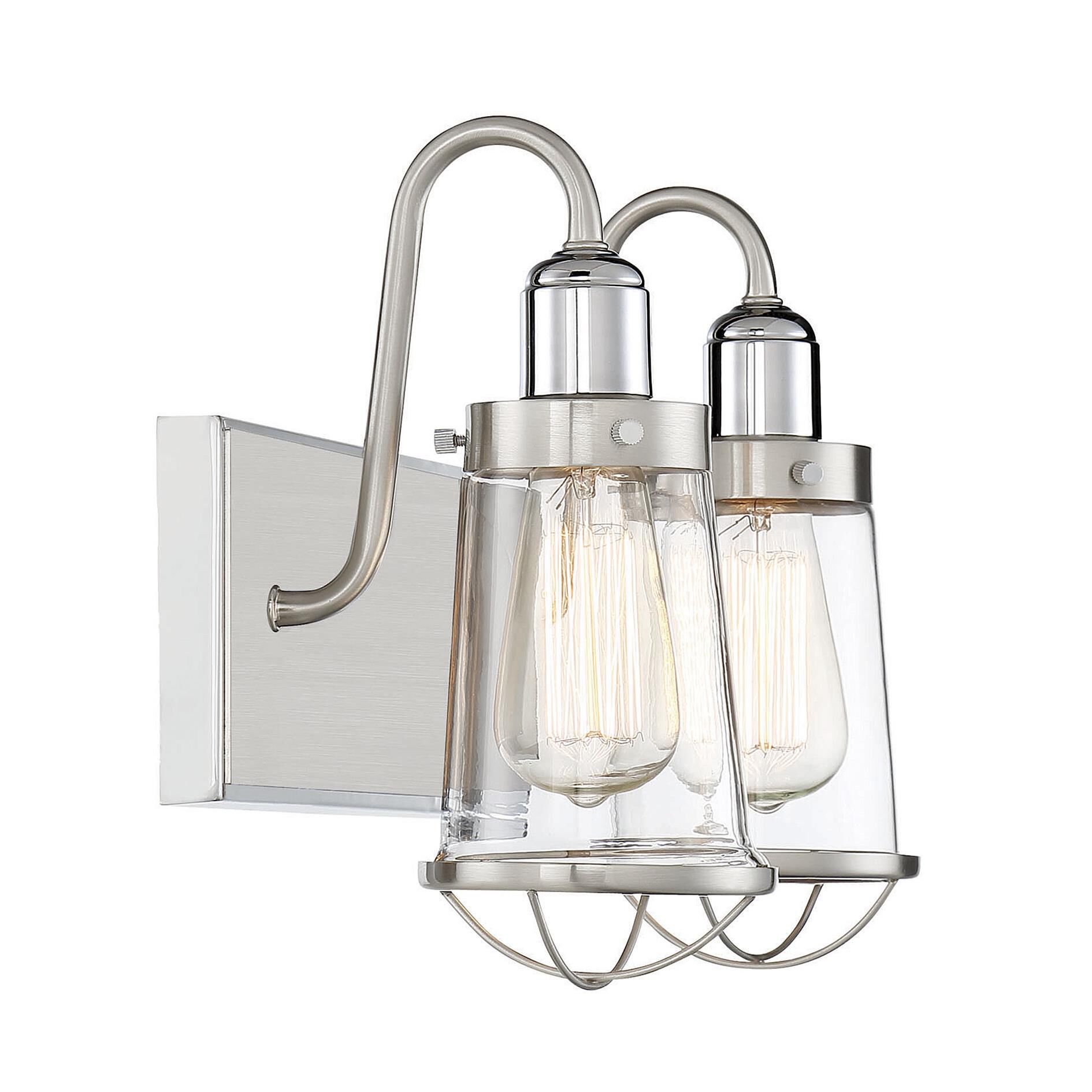 Shown in Satin Nickel W/ Polished Nickel Accents finish and Clear glass