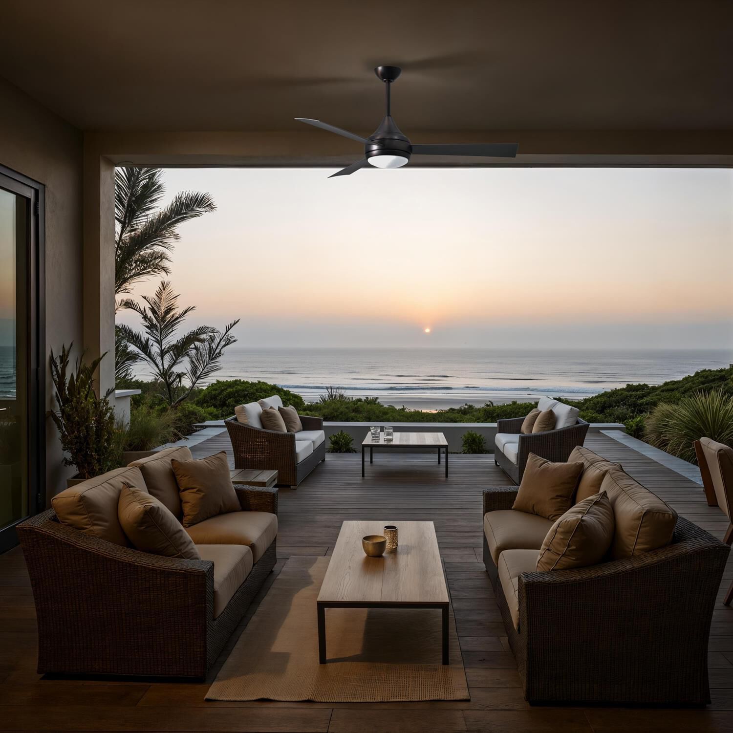 Donaire Outdoor Coastal Wet Rated 52 Inch Ceiling Fan with Light Kit by Matthews Fan Company