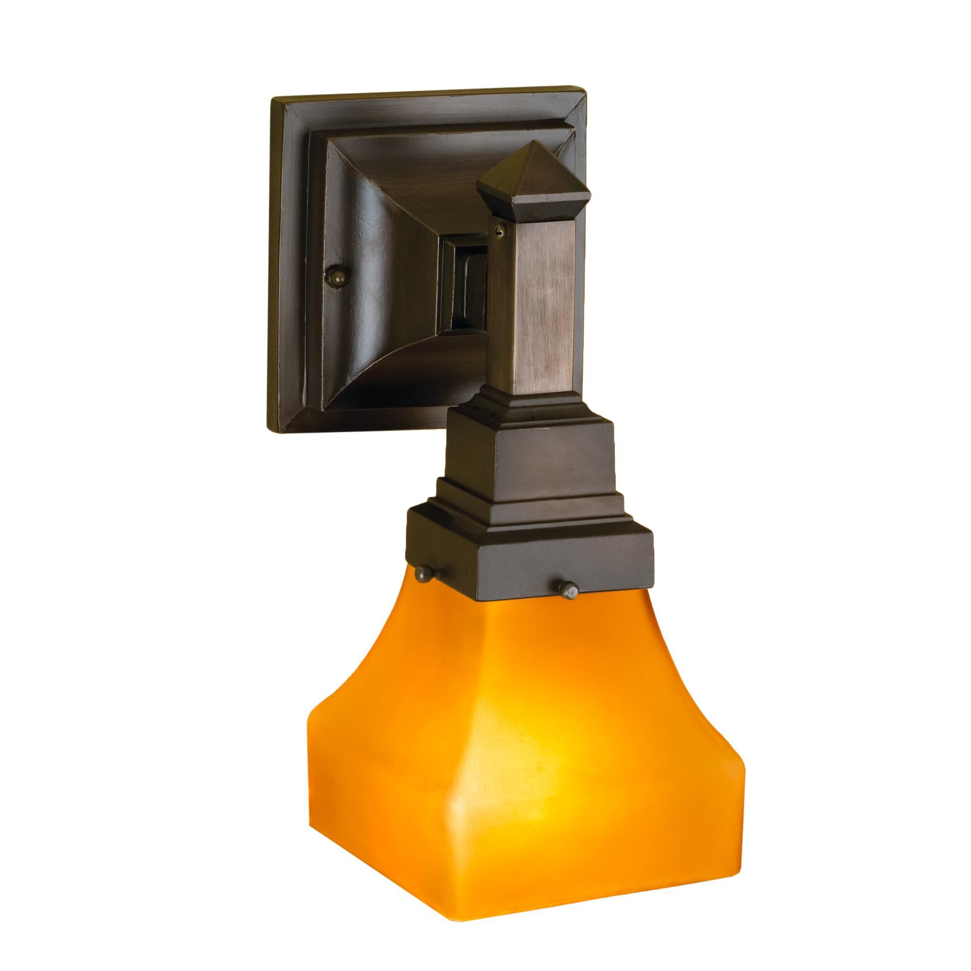 Shown in Antique Finish finish and Frosted Amber glass