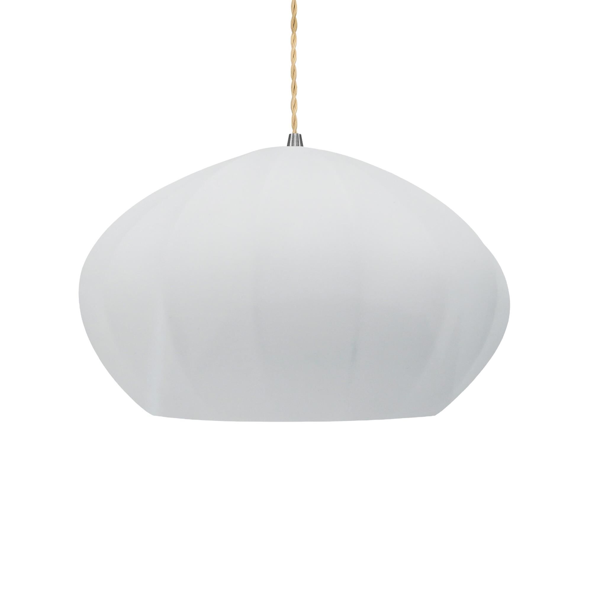 Shown in Brushed Nickel finish and Gloss White shade