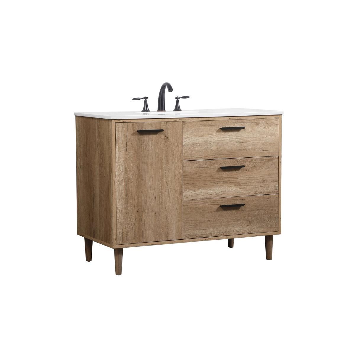 Shown in Natural Oak finish and Without Backsplash accent