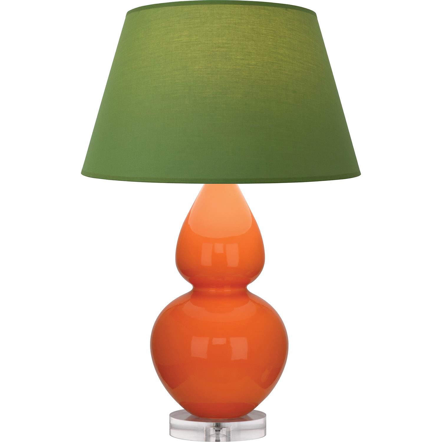Shown in Pumpkin finish and Tea Green and Taupe shade and Lucite accent