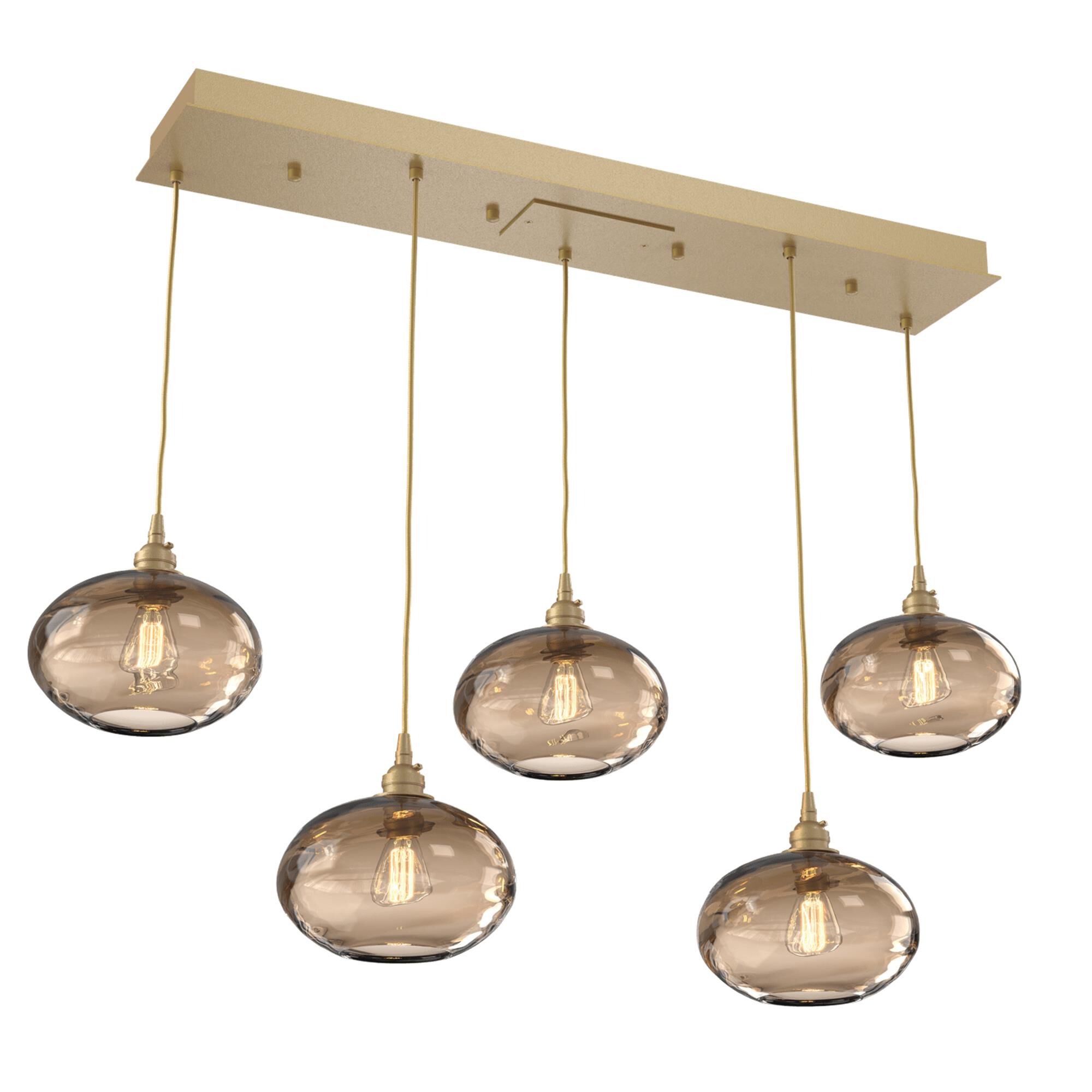 Shown in Gilded Brass finish and Optic Bronze glass
