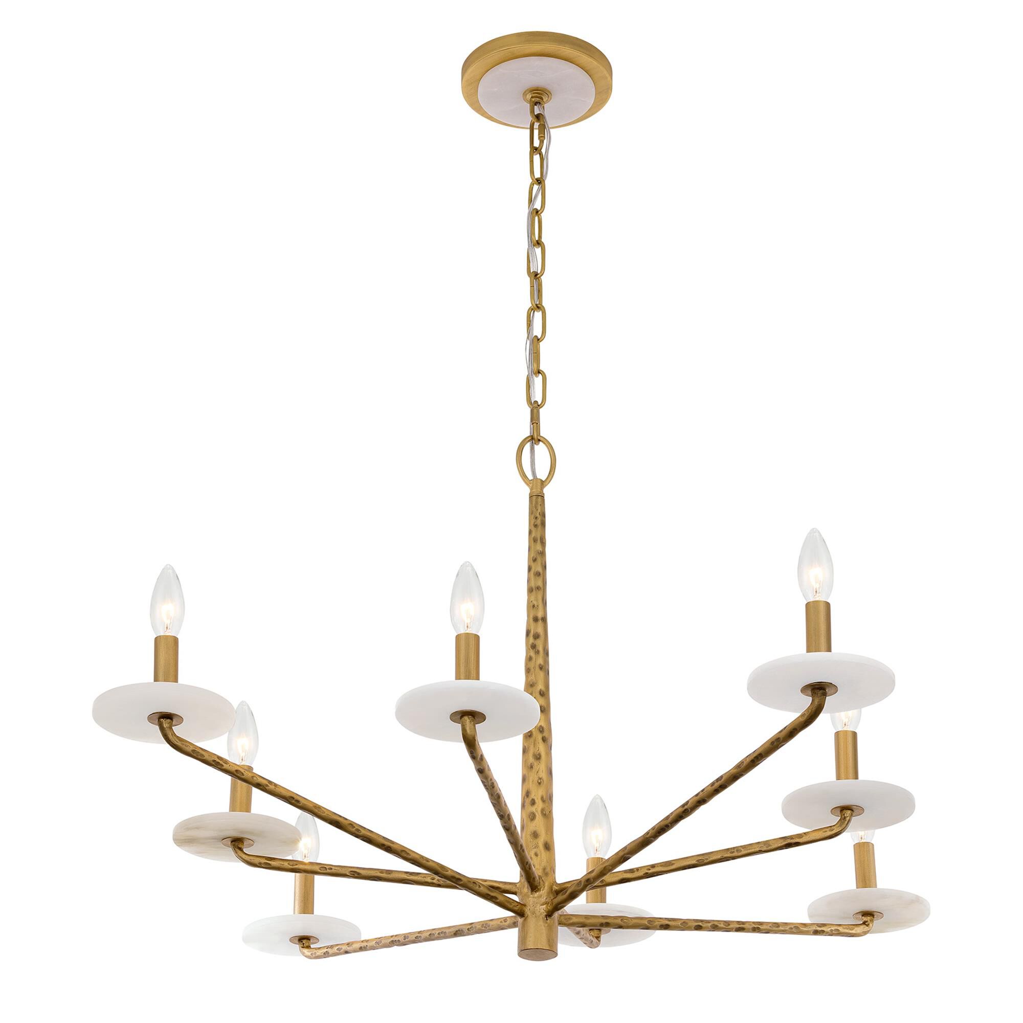 Shown in Distressed Gold finish and Natural Alabaster Stone accent