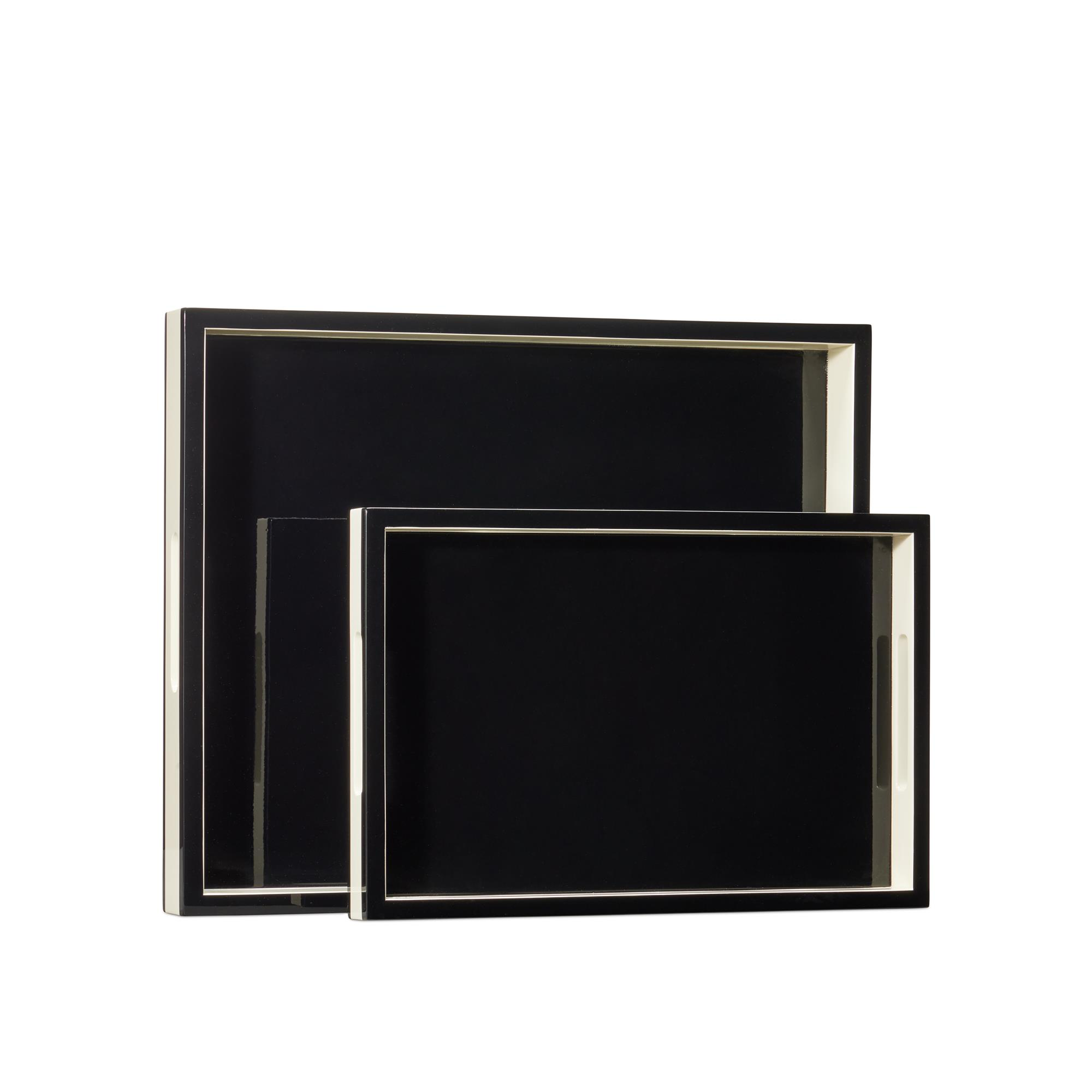 Ivory Lacquer Tray Set of 2,