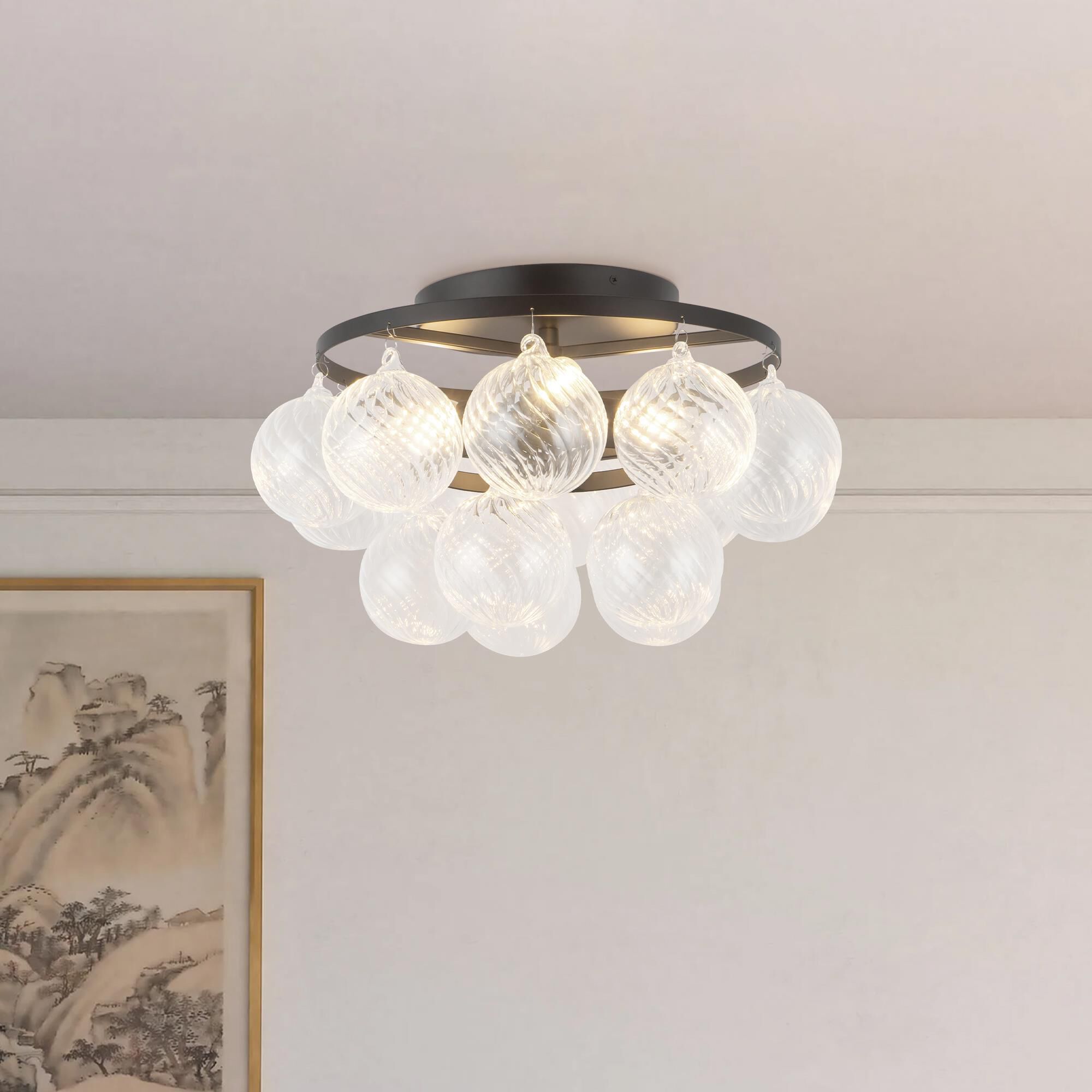 Peyton Fox Faye 18 Inch Semi Flush Mount by Alora Mood