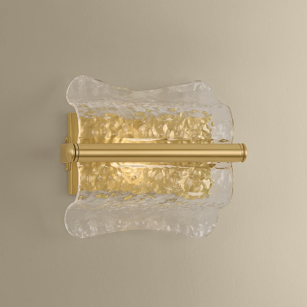 Shown in Aged Brass finish and Clear Optic glass