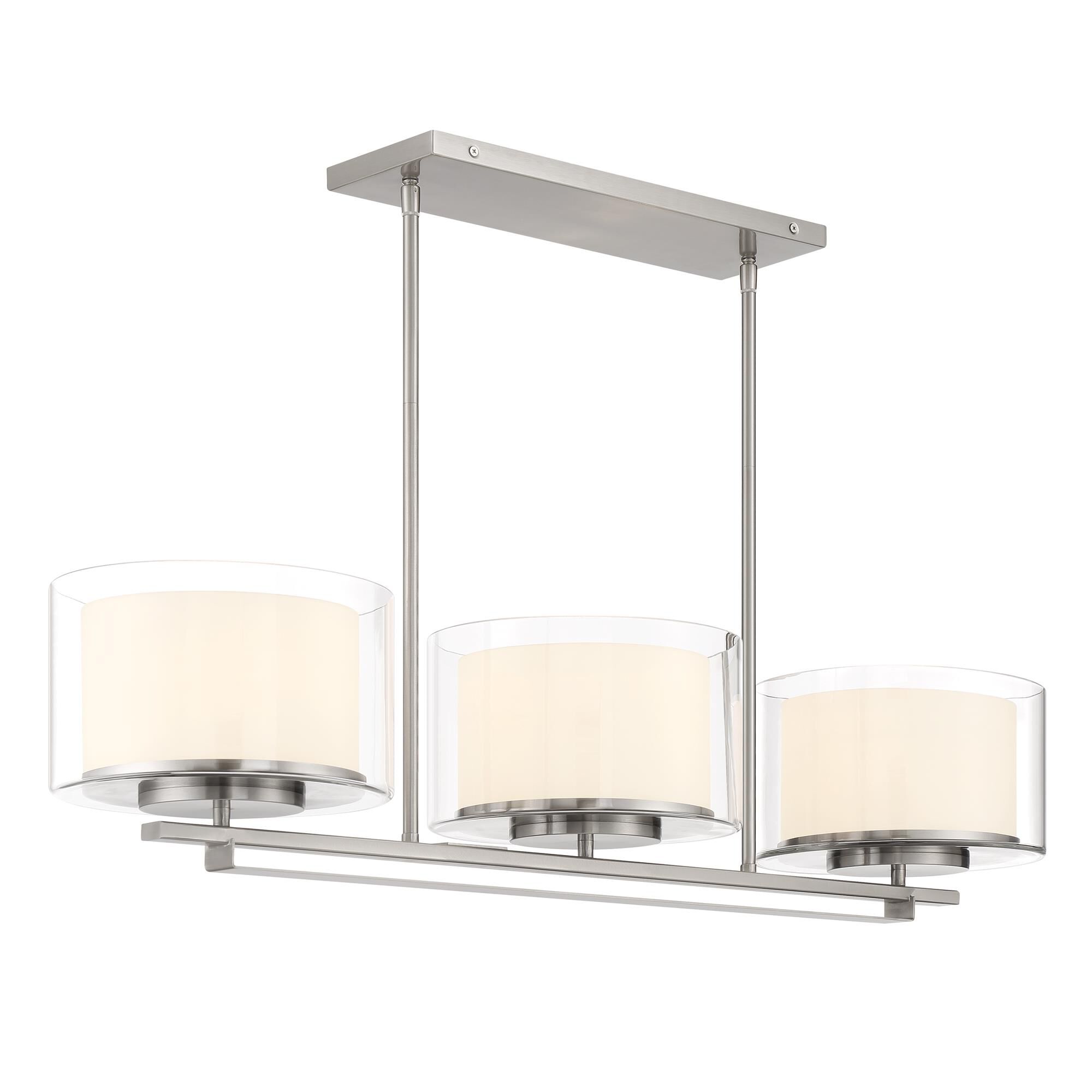 Shown in Brushed Nickel finish and Etched Inner and Clear Outer glass