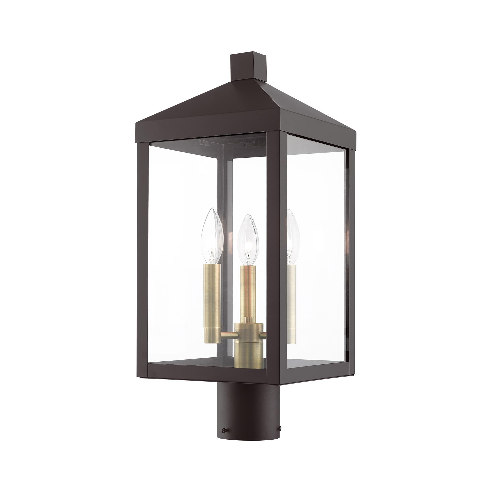 Nyack 19 Inch Tall 3 Light Outdoor Post Lamp by Livex Lighting