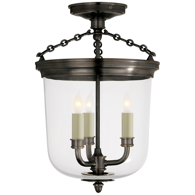 Thomas O'Brien Merchant 11 Inch 3 Light Semi Flush Mount by Visual Comfort Signature Collection