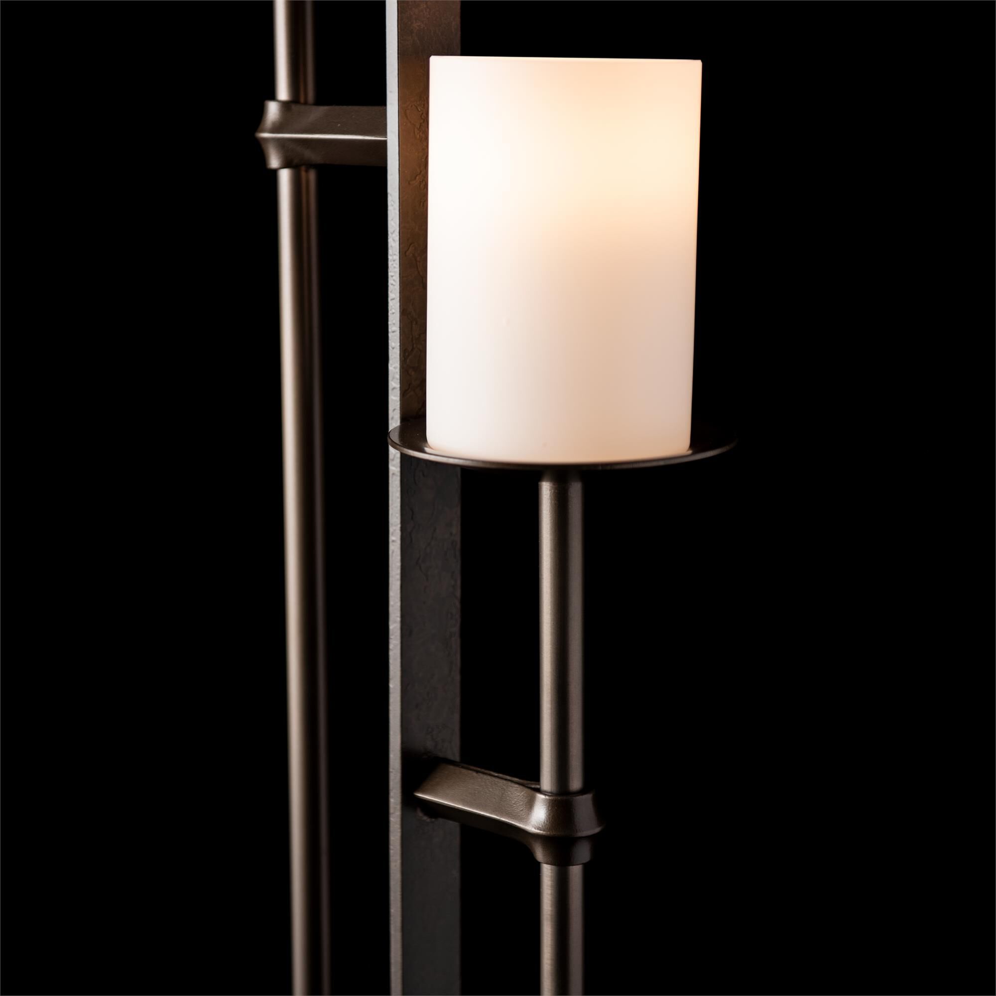 Shown in Dark Smoke finish and Opal glass