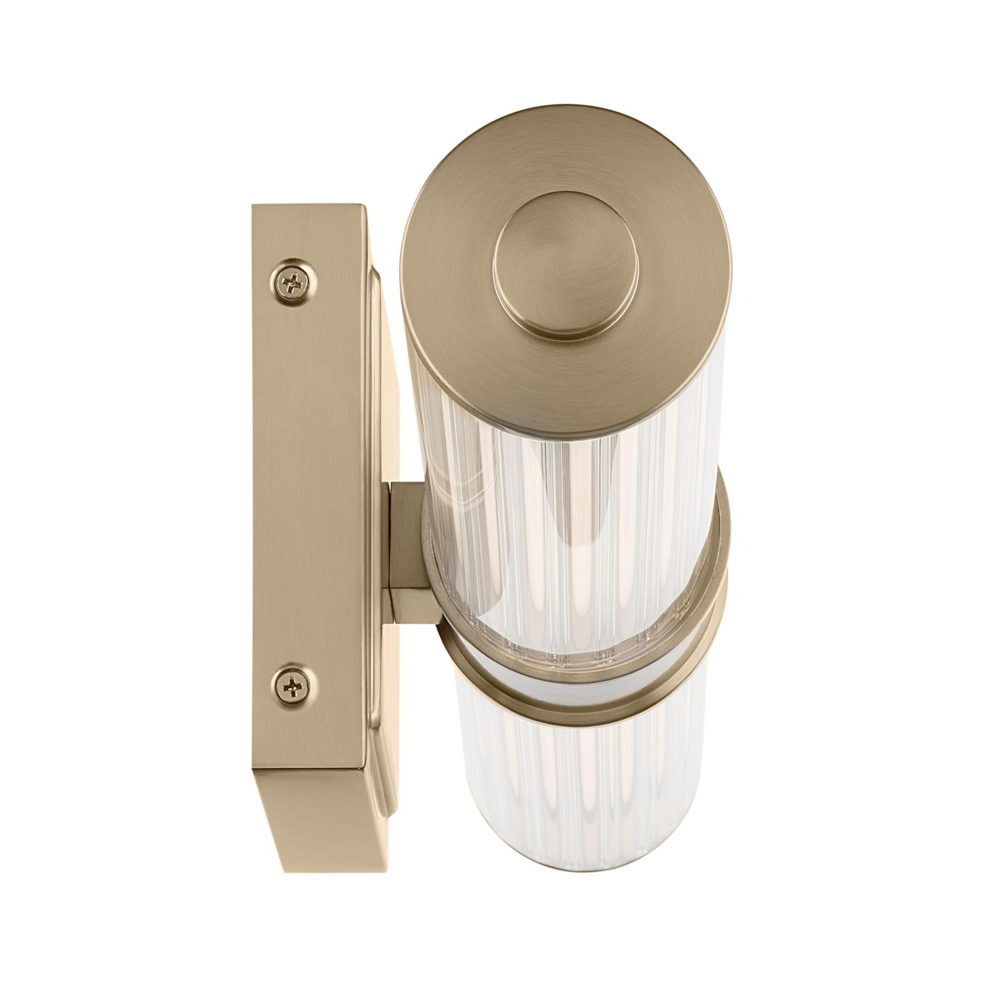 Shown in Champagne Bronze finish and Clear Fluted glass