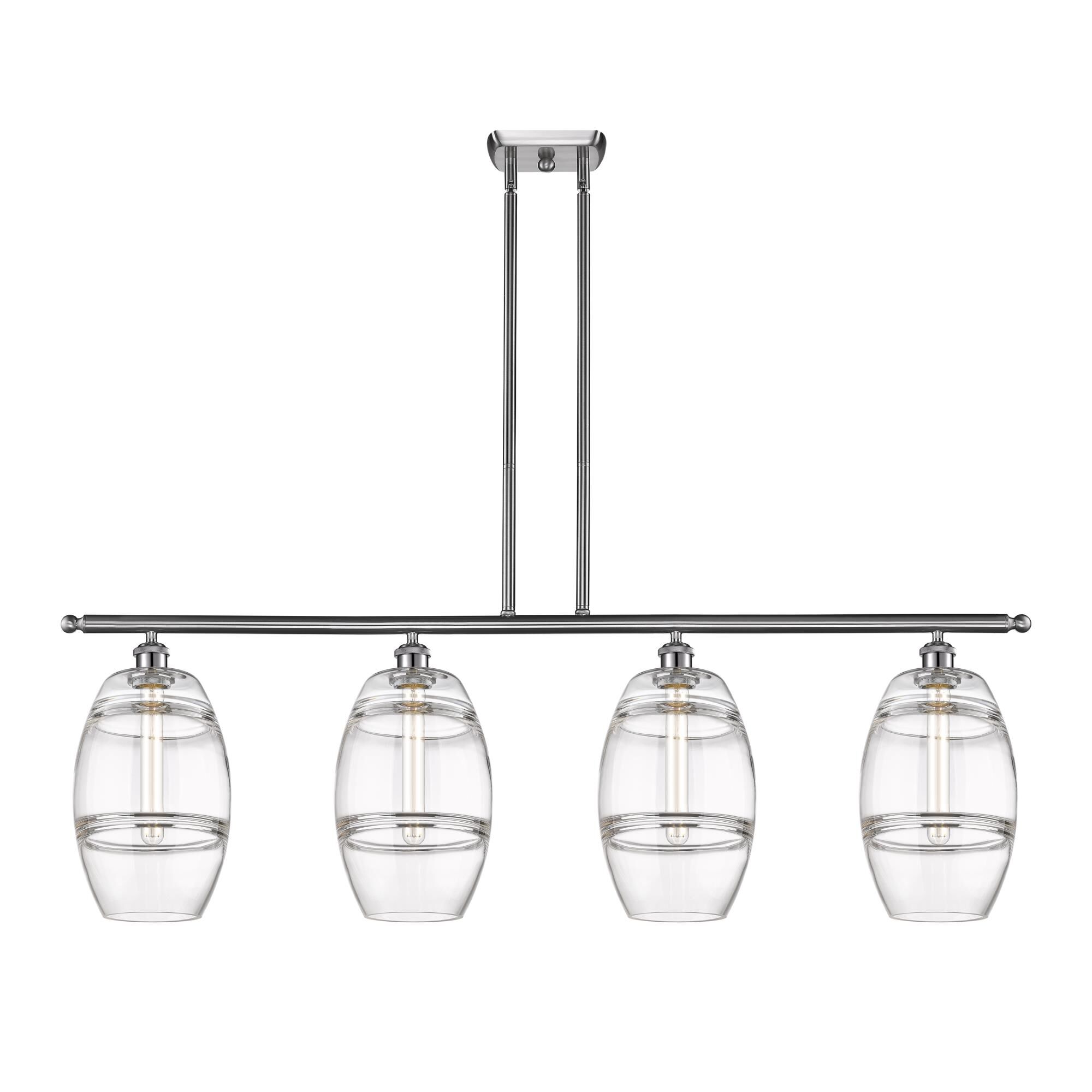 Shown in Brushed Satin Nickel finish and Clear glass