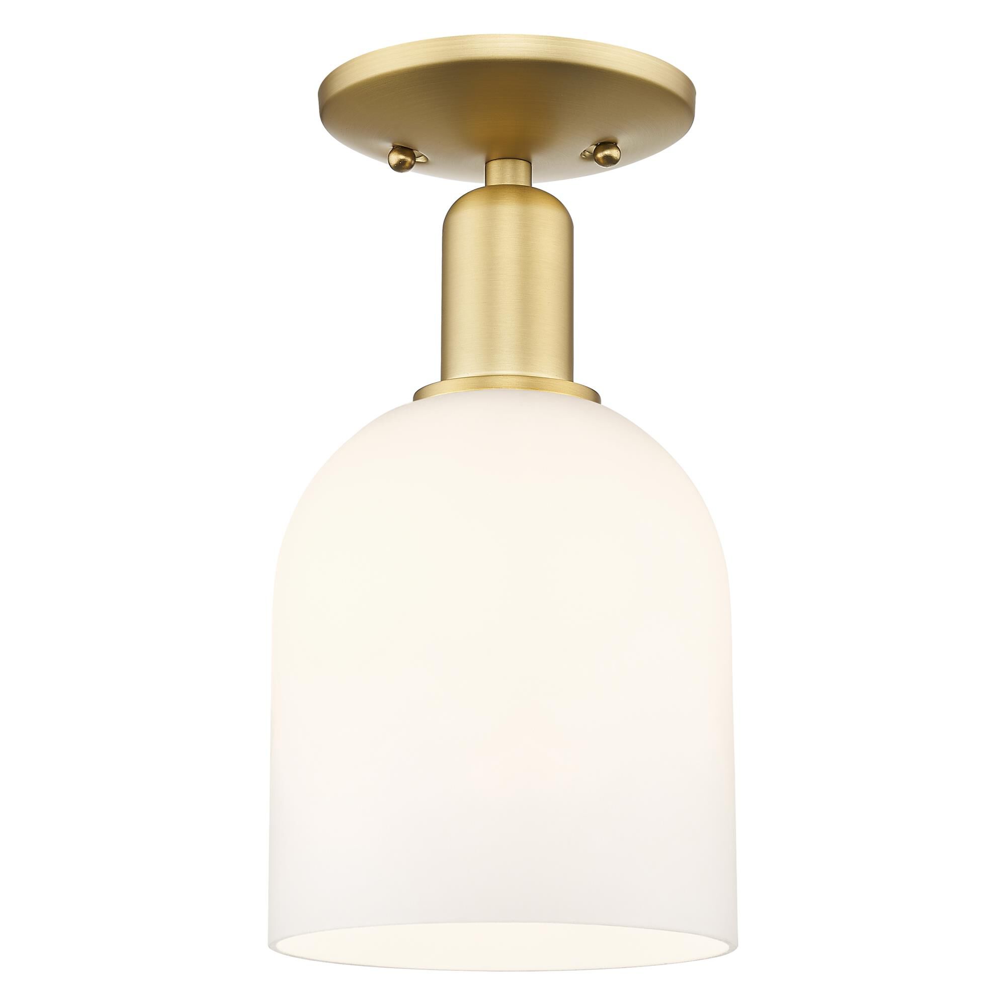 Shown in Satin Gold finish and White glass