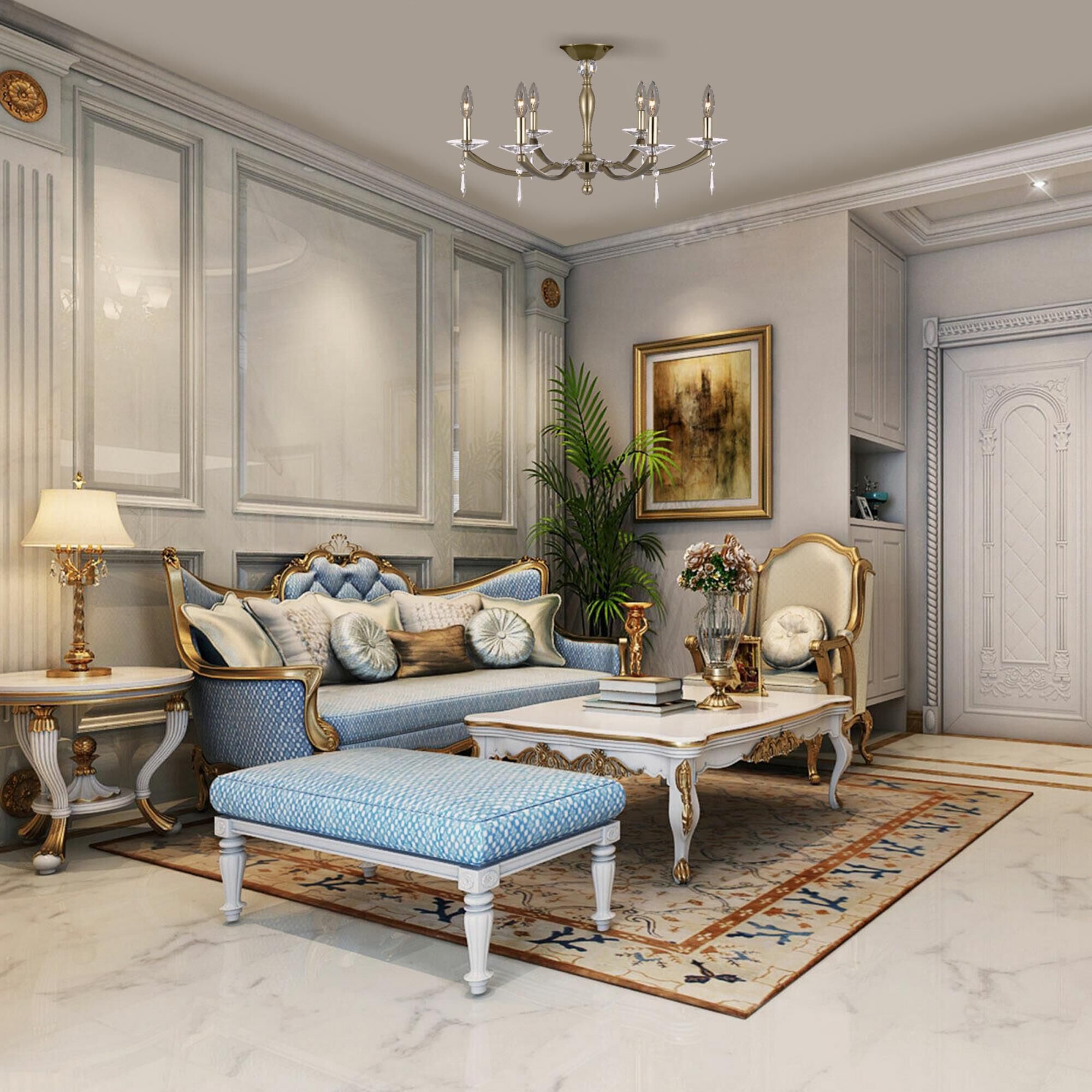 Kensington 26 Inch 6 Light Semi Flush Mount by American Brass and Crystal