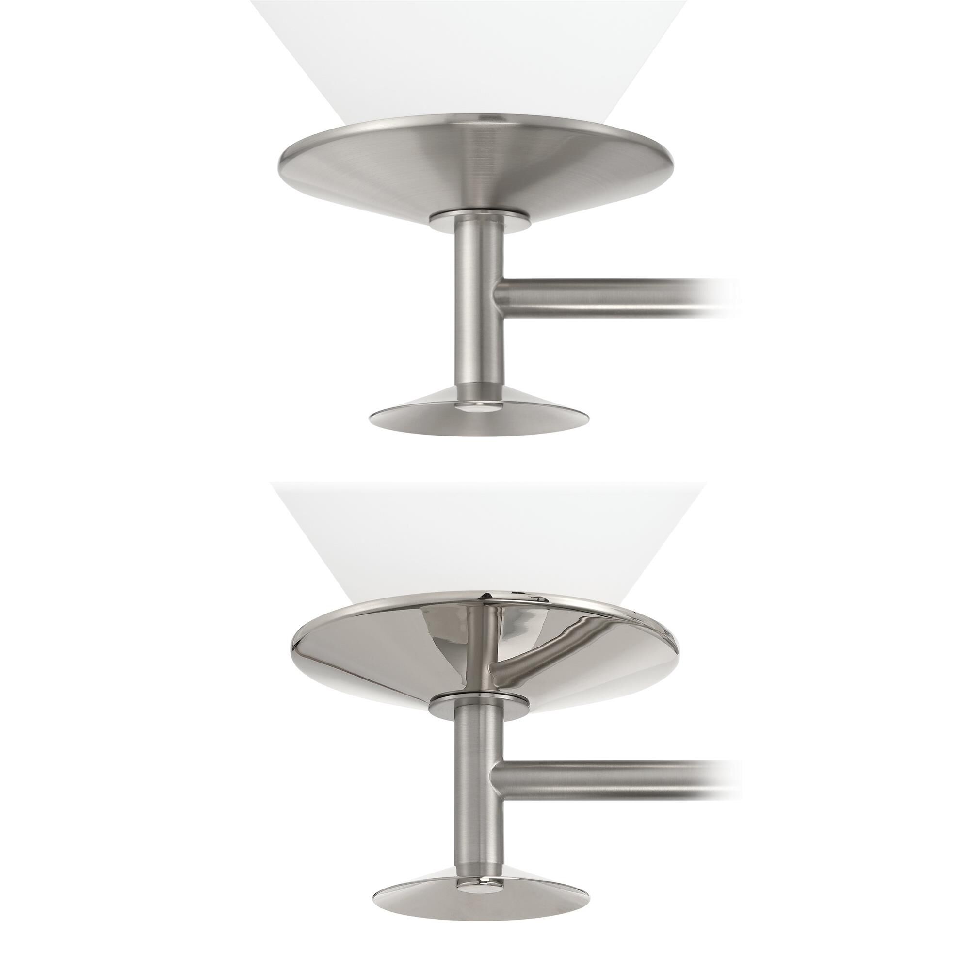 Shown in Brushed Nickel finish and Etched Opal glass