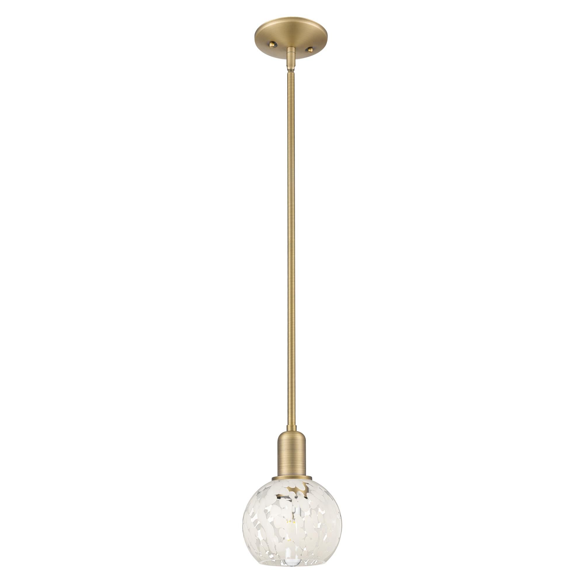 Shown in Brushed Brass finish and White Mouchette glass