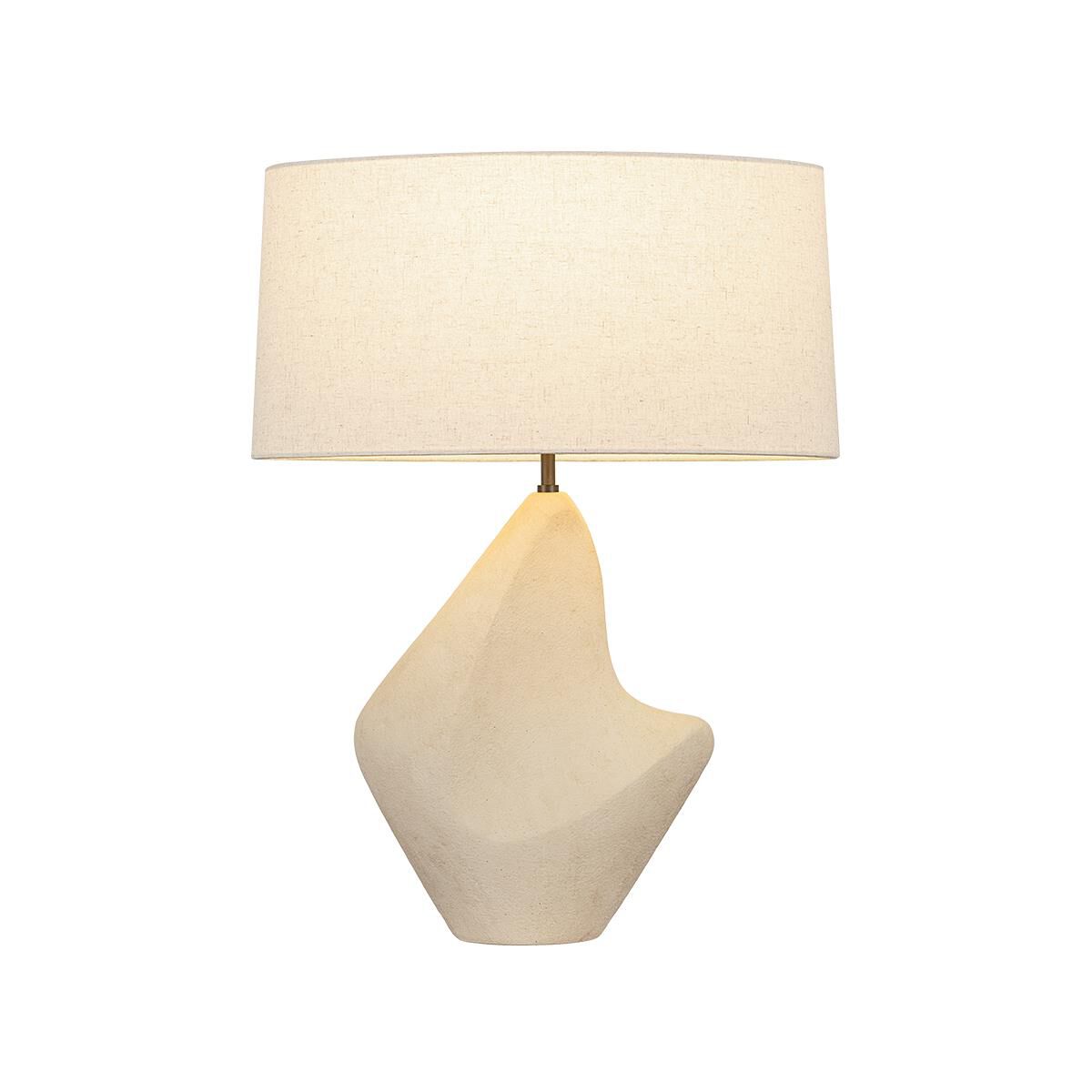 Shown in Bronze and Ceramic Ivory Breakstone finish and Natural Linen Fabric shade