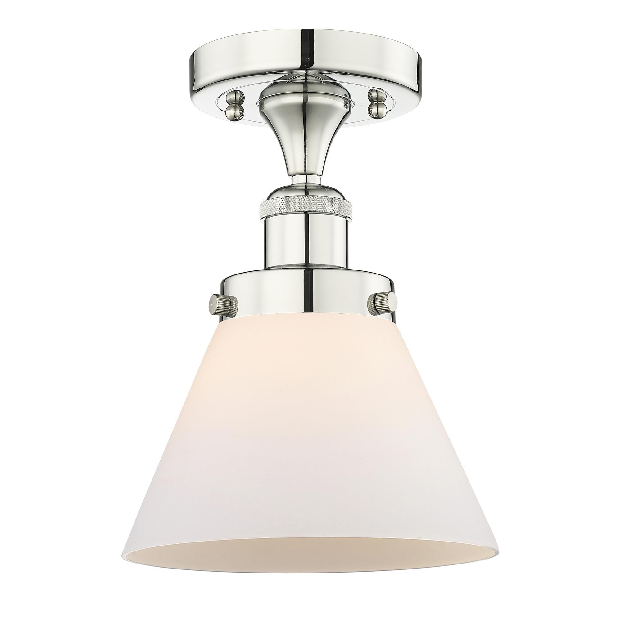 Shown in Polished Nickel finish and Matte White glass