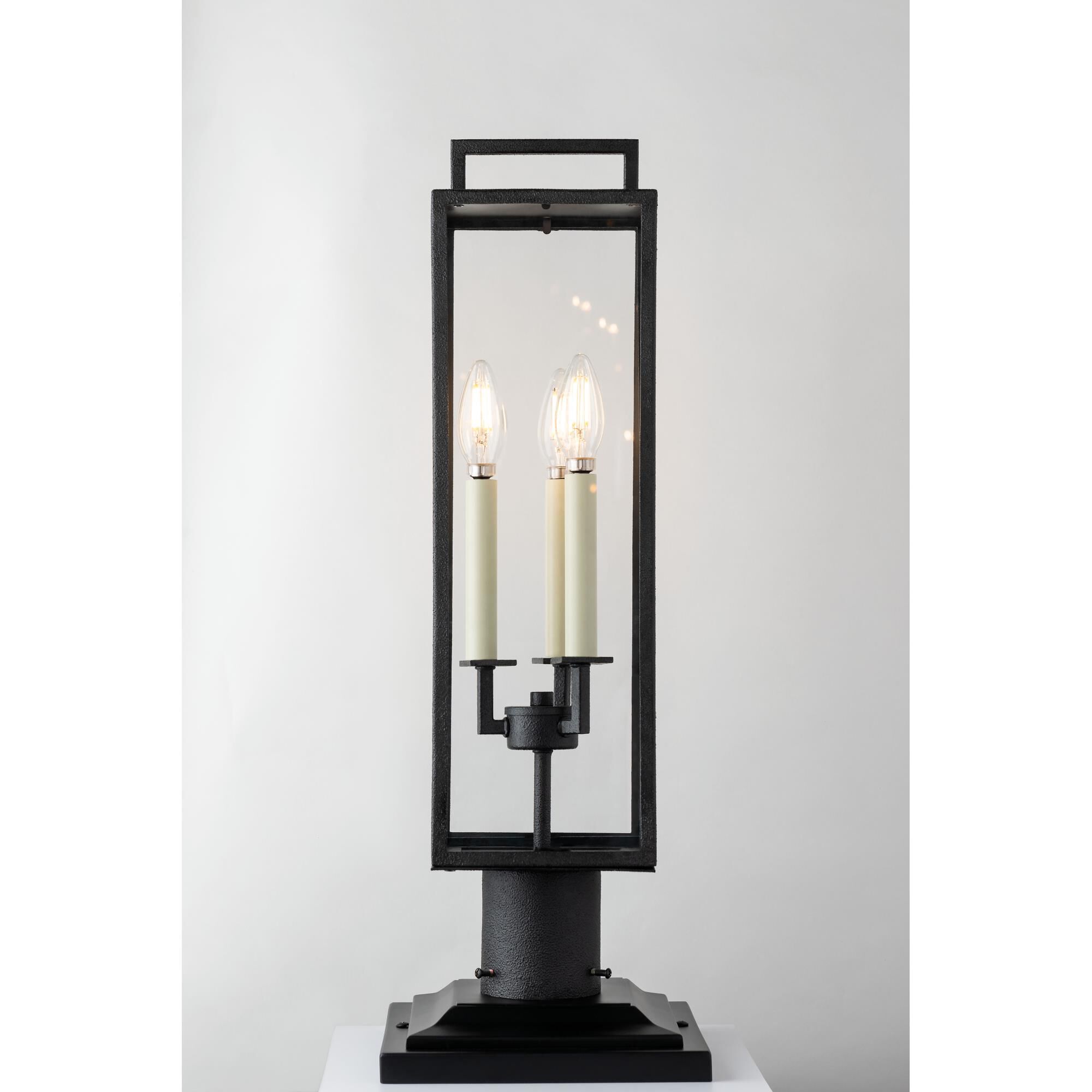 Shown in Forged Iron finish and Clear glass