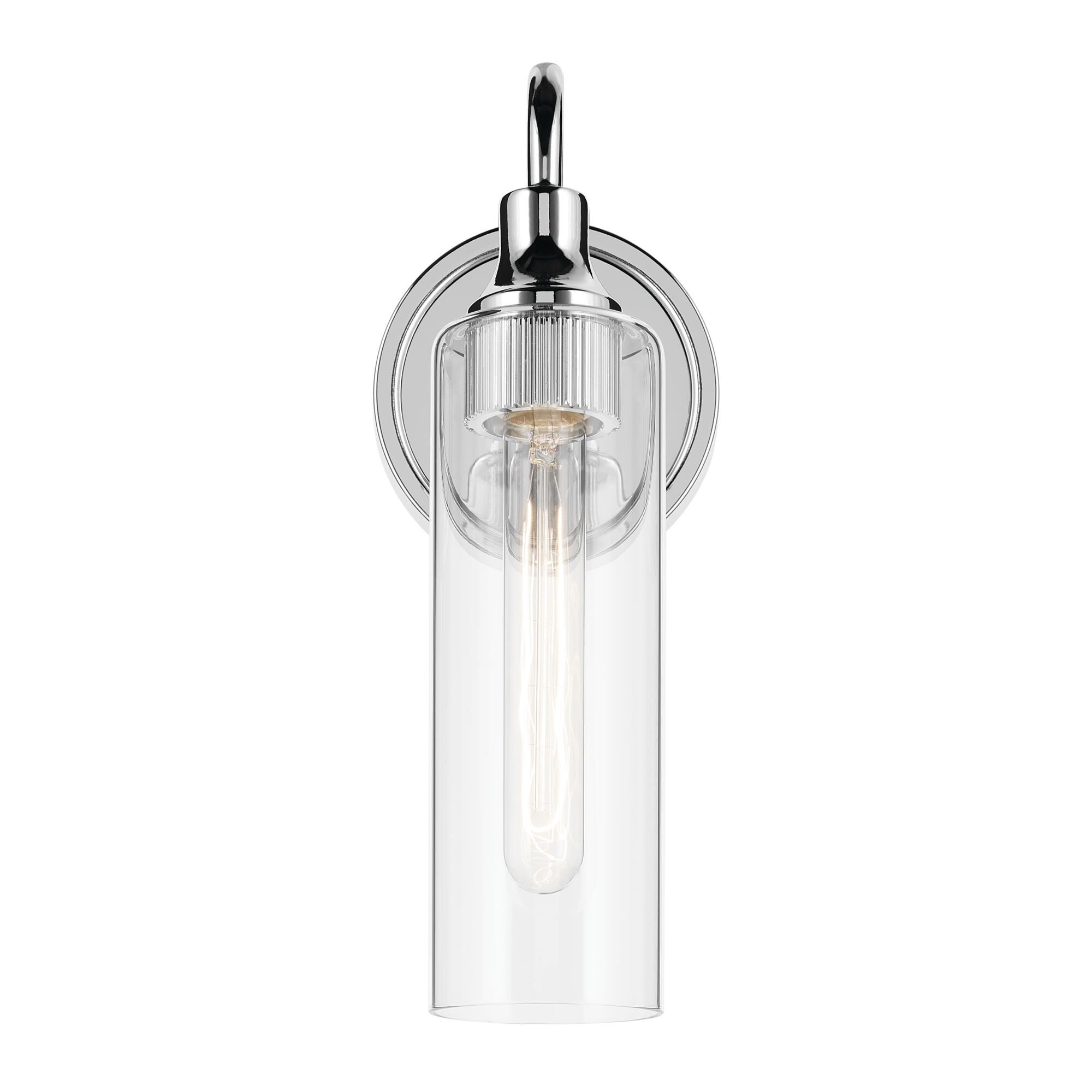 Shown in Chrome finish and Clear glass