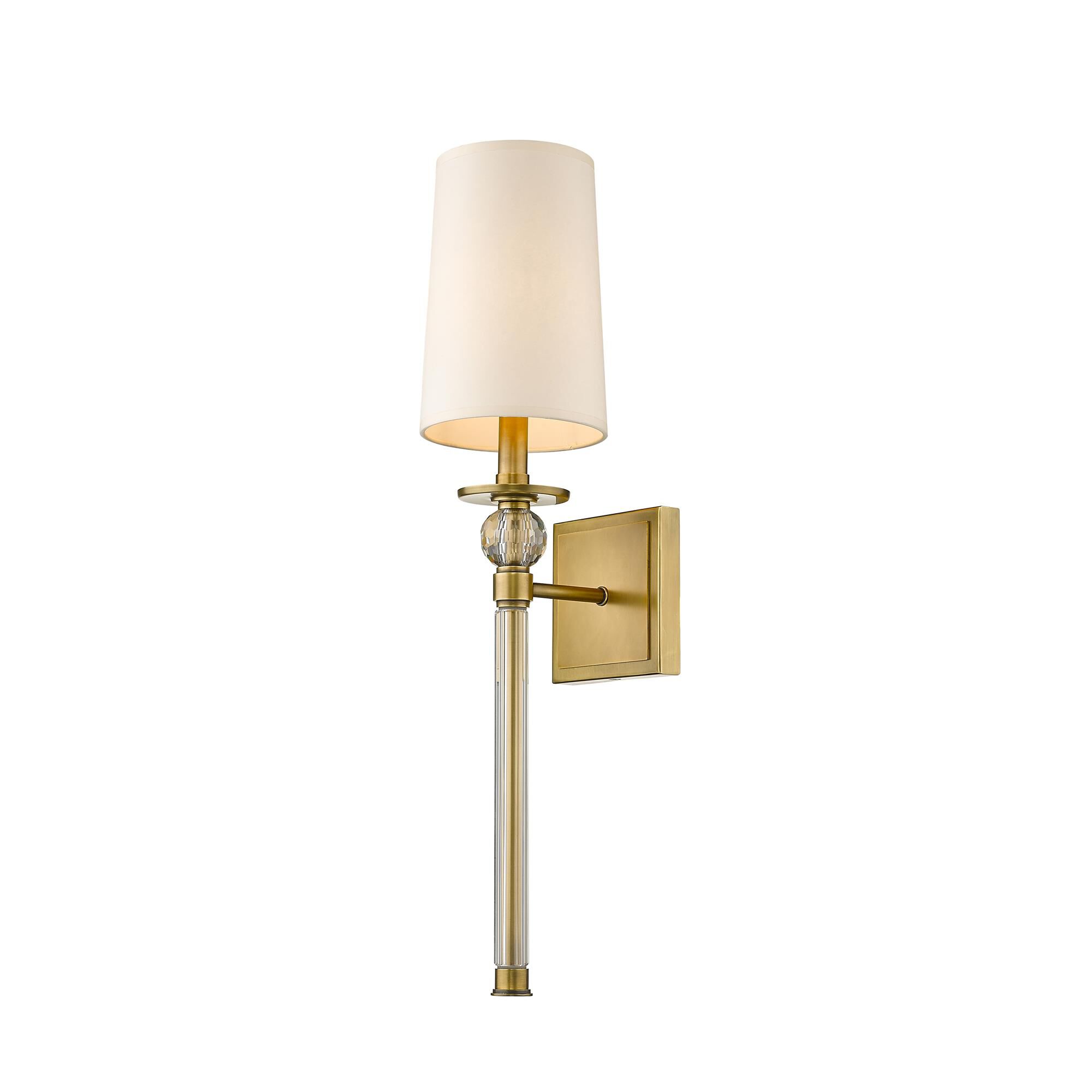 Shown in Rubbed Brass finish and Parchment Paper glass and Parchment Paper shade