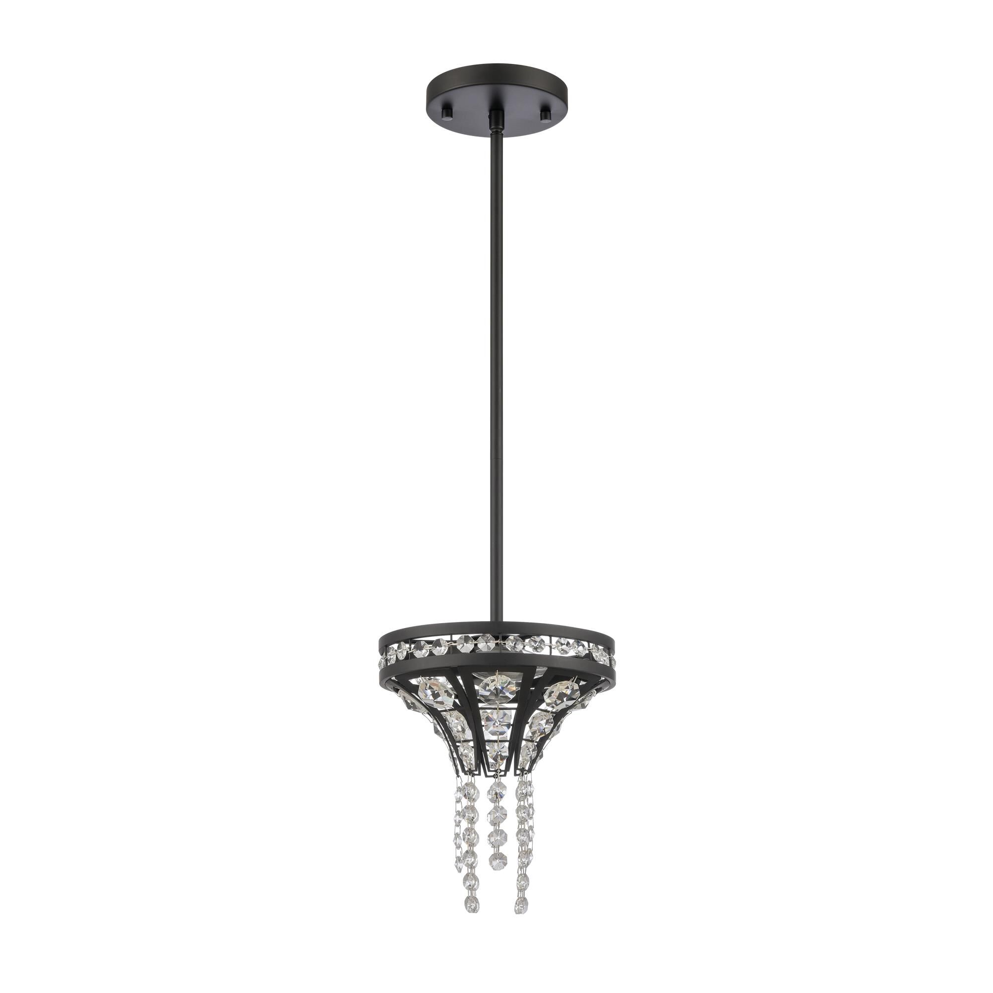 Shown in Black finish and Matte Black Metal with Crystal Strands shade
