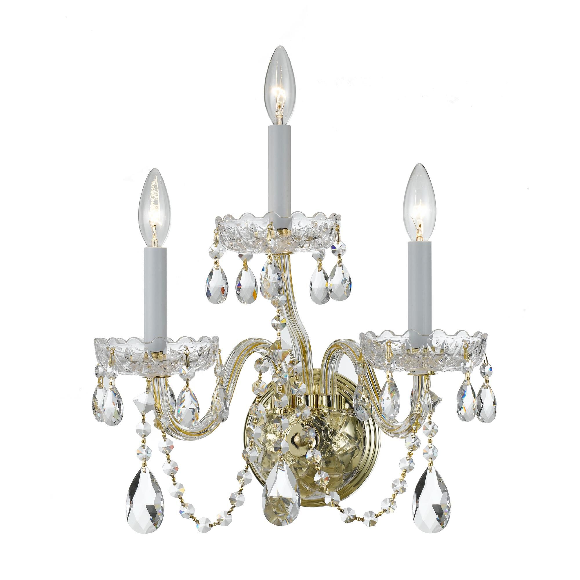 Shown in Polished Brass finish and Clear Hand Cut crystal