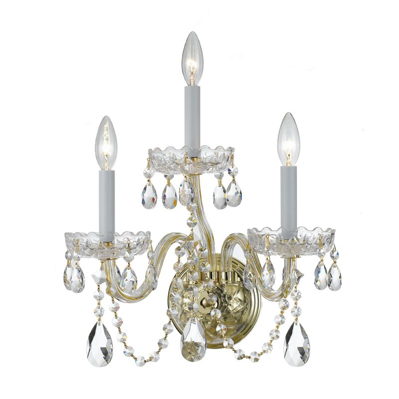 Traditional Crystal 16 Inch 3 Light Wall Sconce by Crystorama