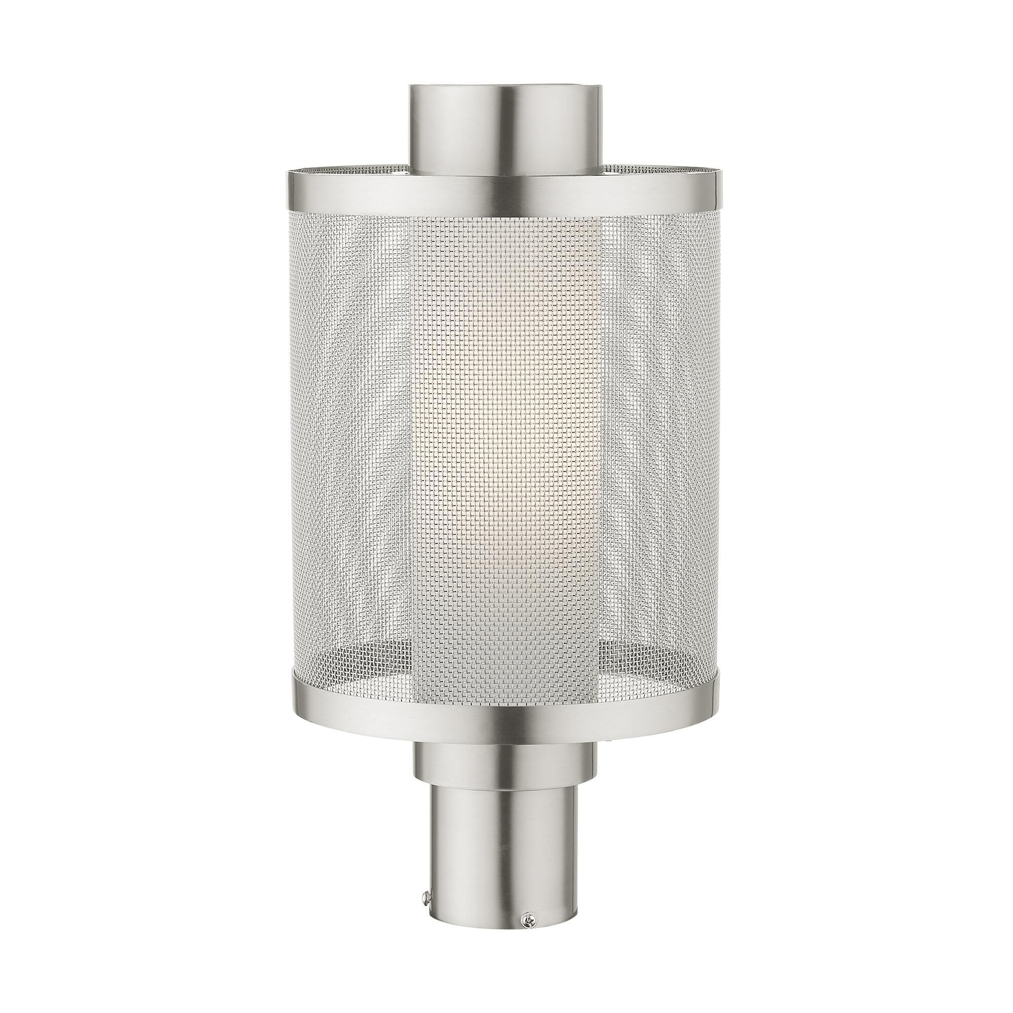 Shown in Brushed Nickel finish and Brushed Nickel Stainless Steel Mesh With Satin Opal White glass and Brushed Nickel Stainless Steel Mesh With Satin Opal White Glass shade